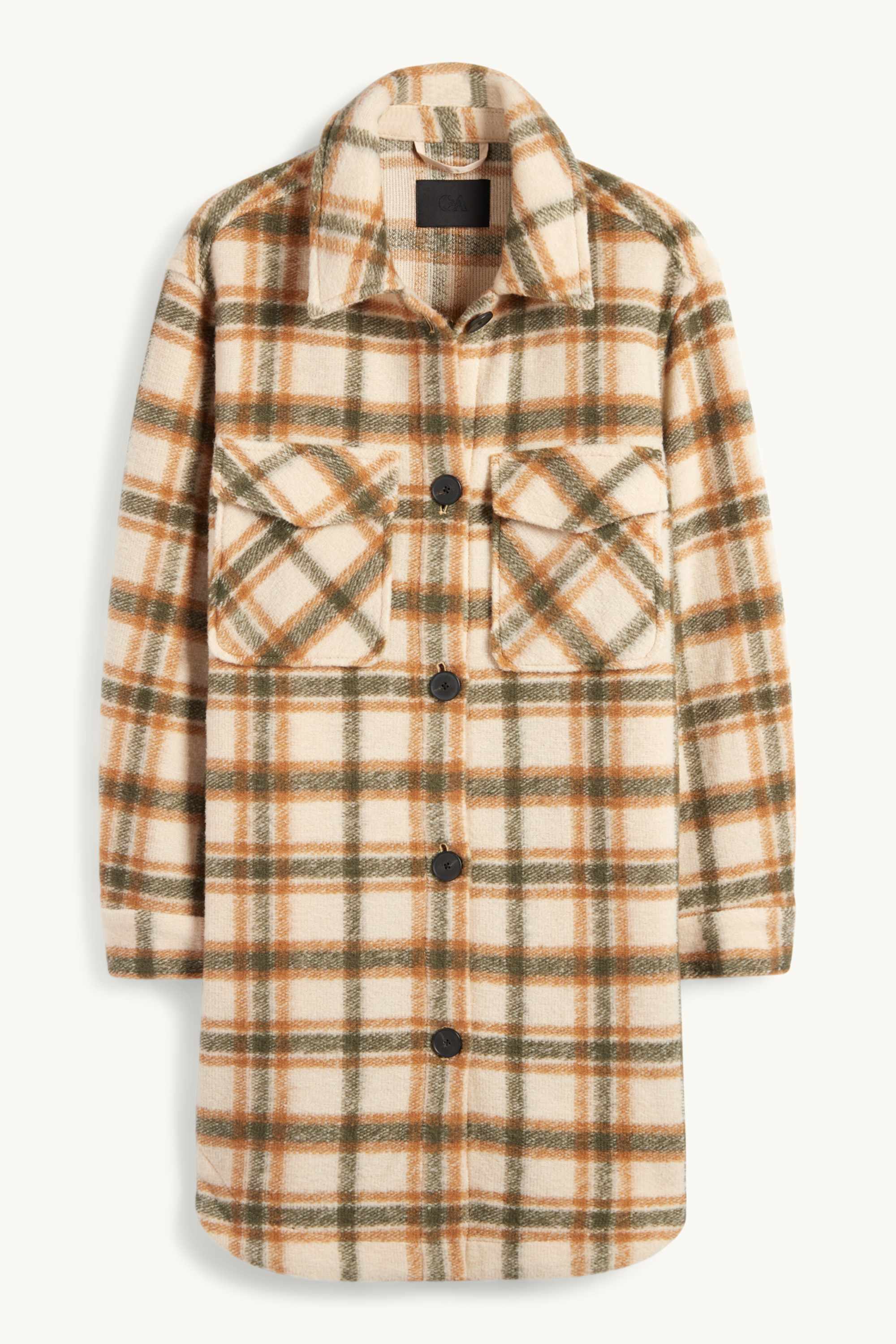 Knitted coat - check light beige