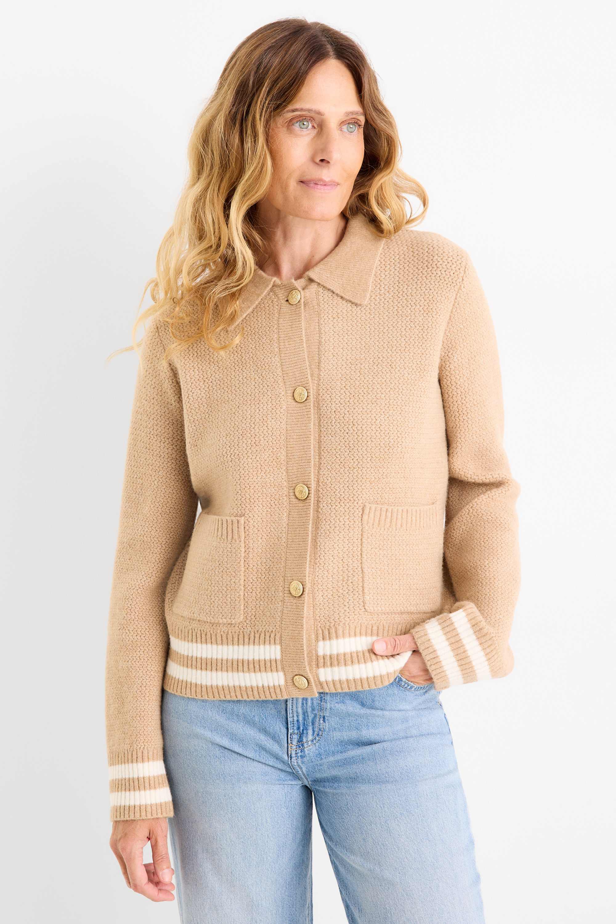 Cardigan - textured beige