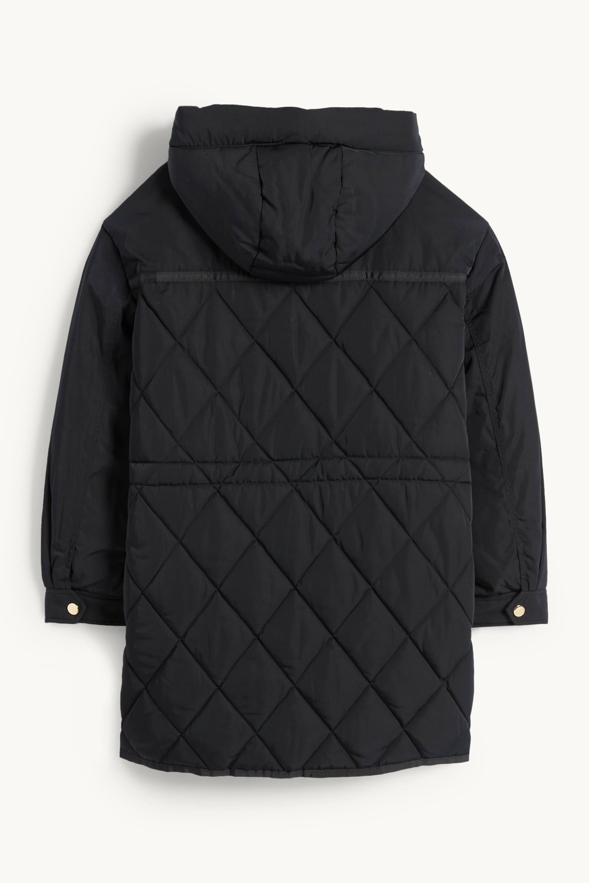 Quilted coat with hood - water-repellent black
