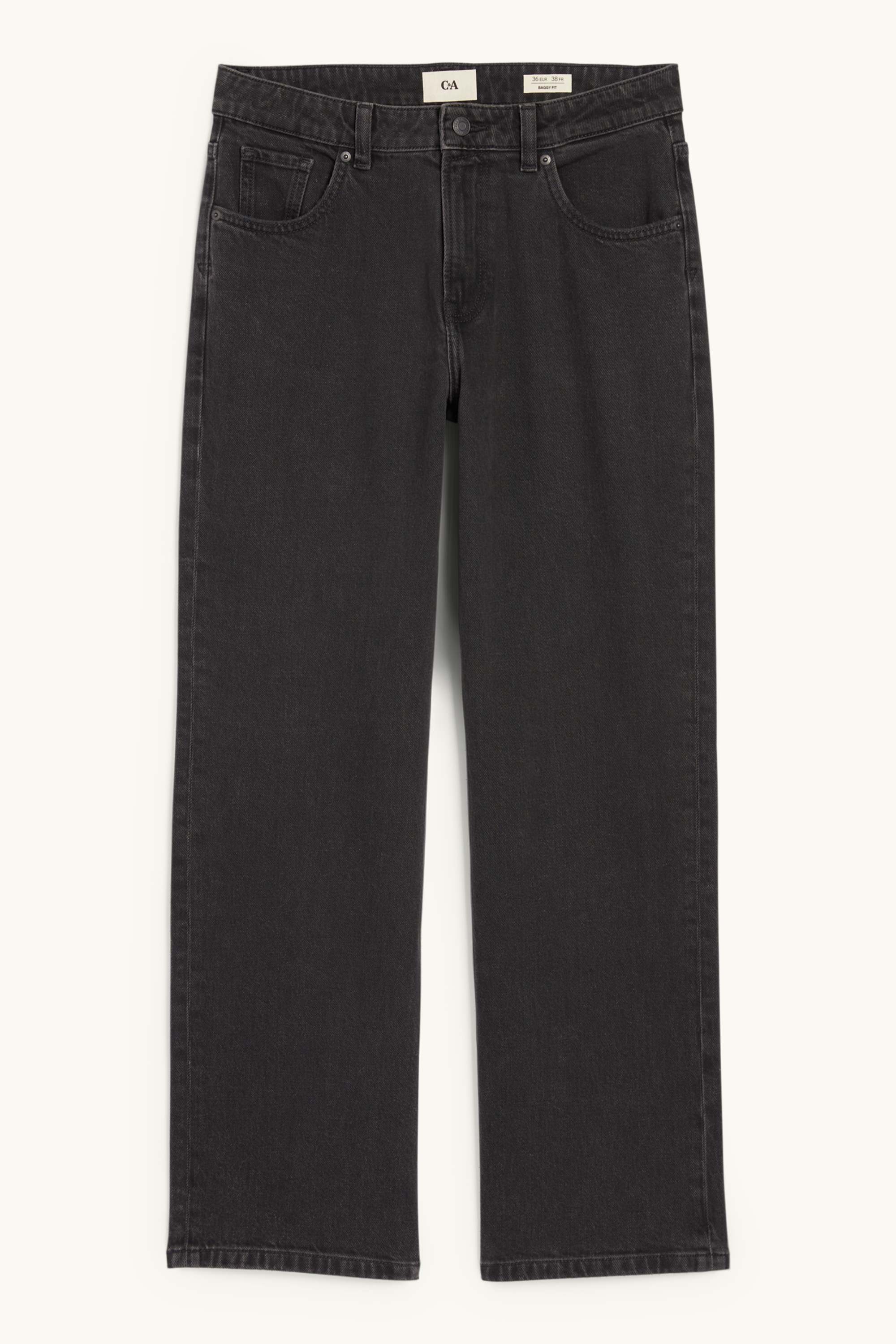 Baggy jeans - mid-rise waist denim-dark gray
