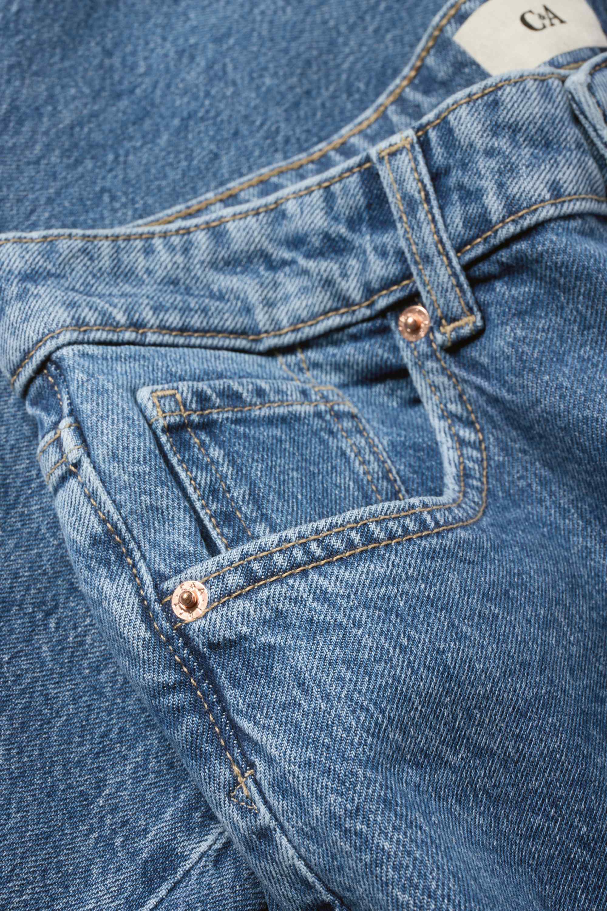 Baggy jeans - mid-rise waist blue denim
