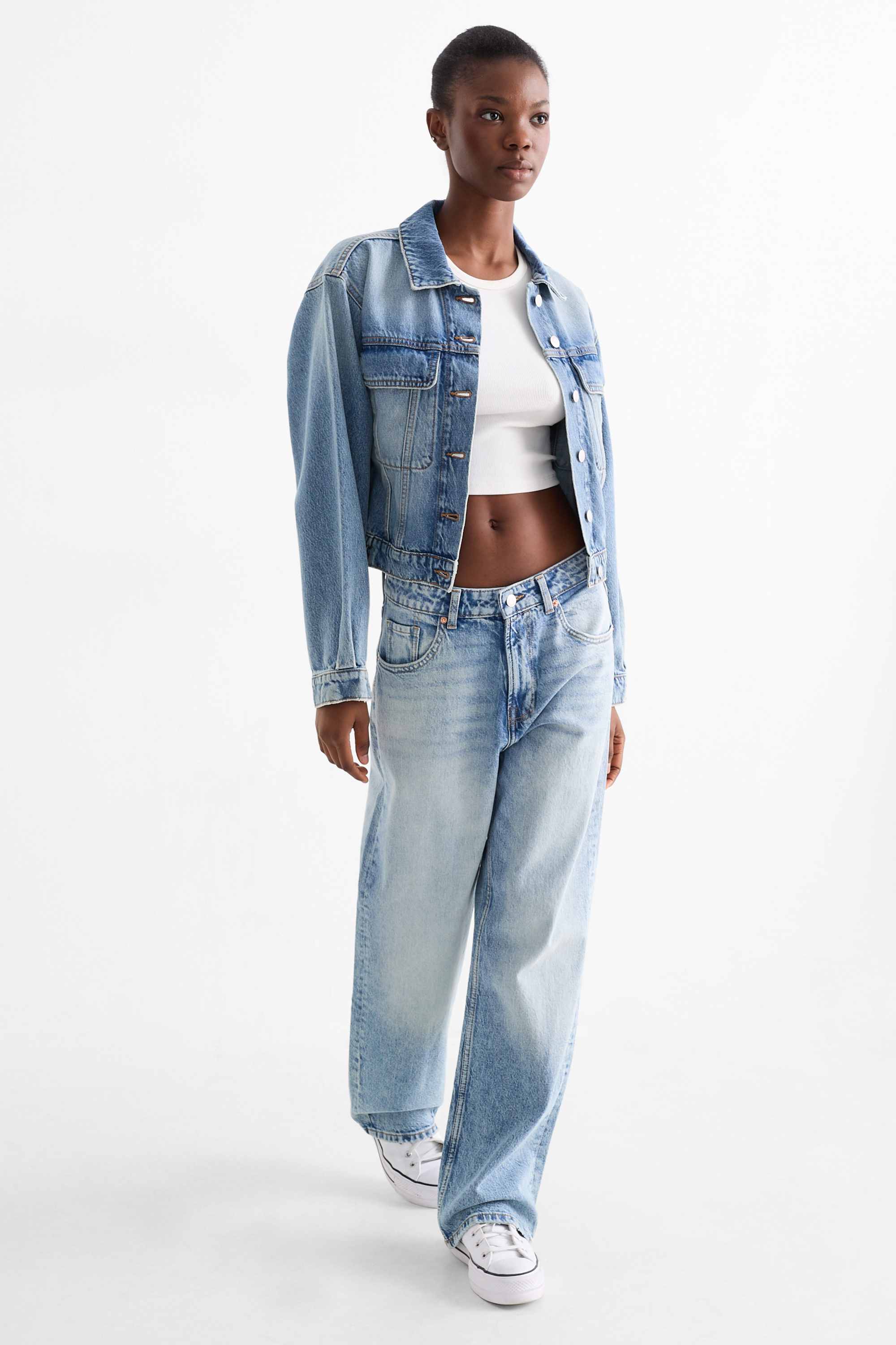 Baggy jeans - mid-rise waist denim-light blue