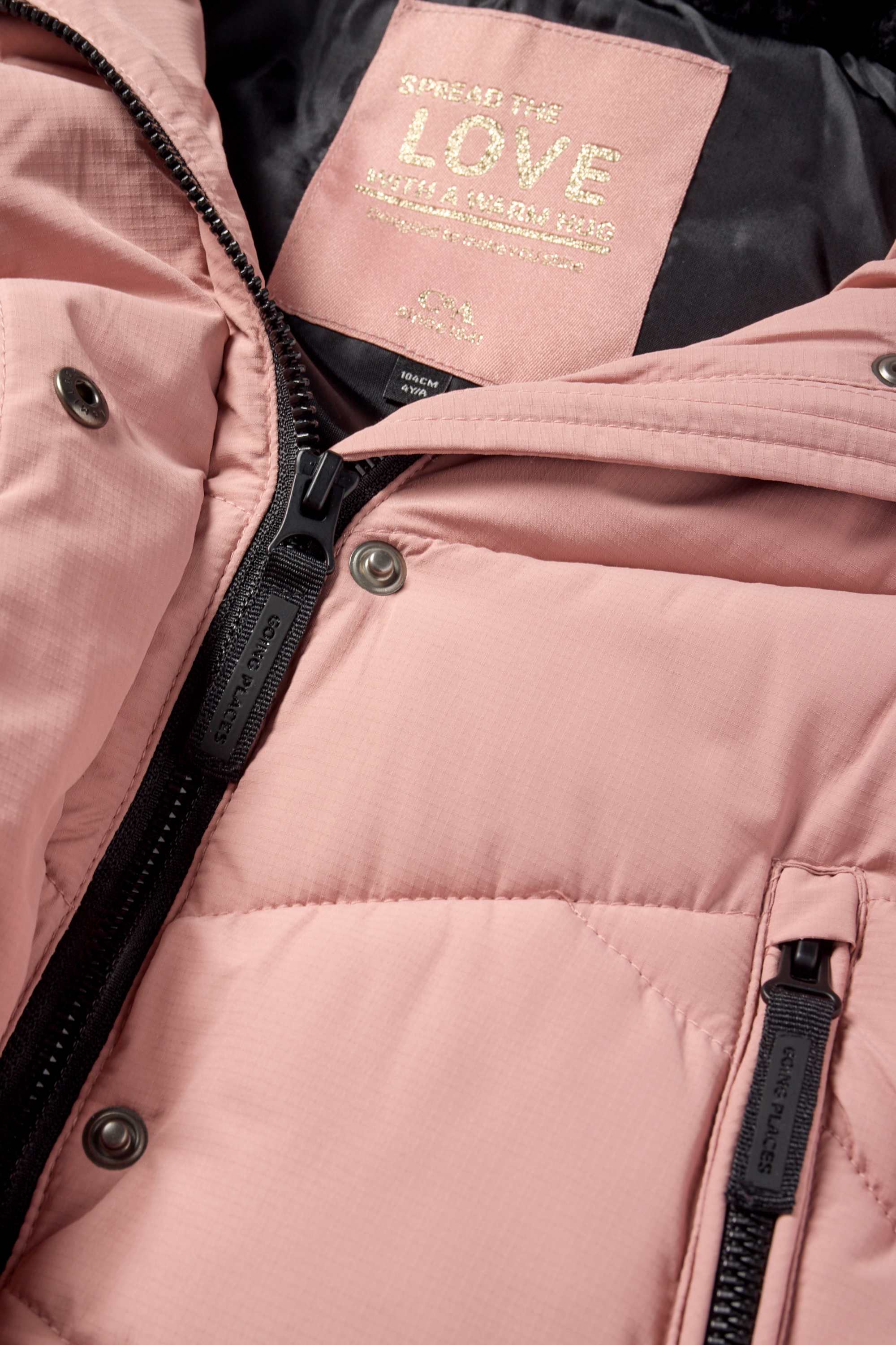 Quilted jacket with hood - water-repellent rose