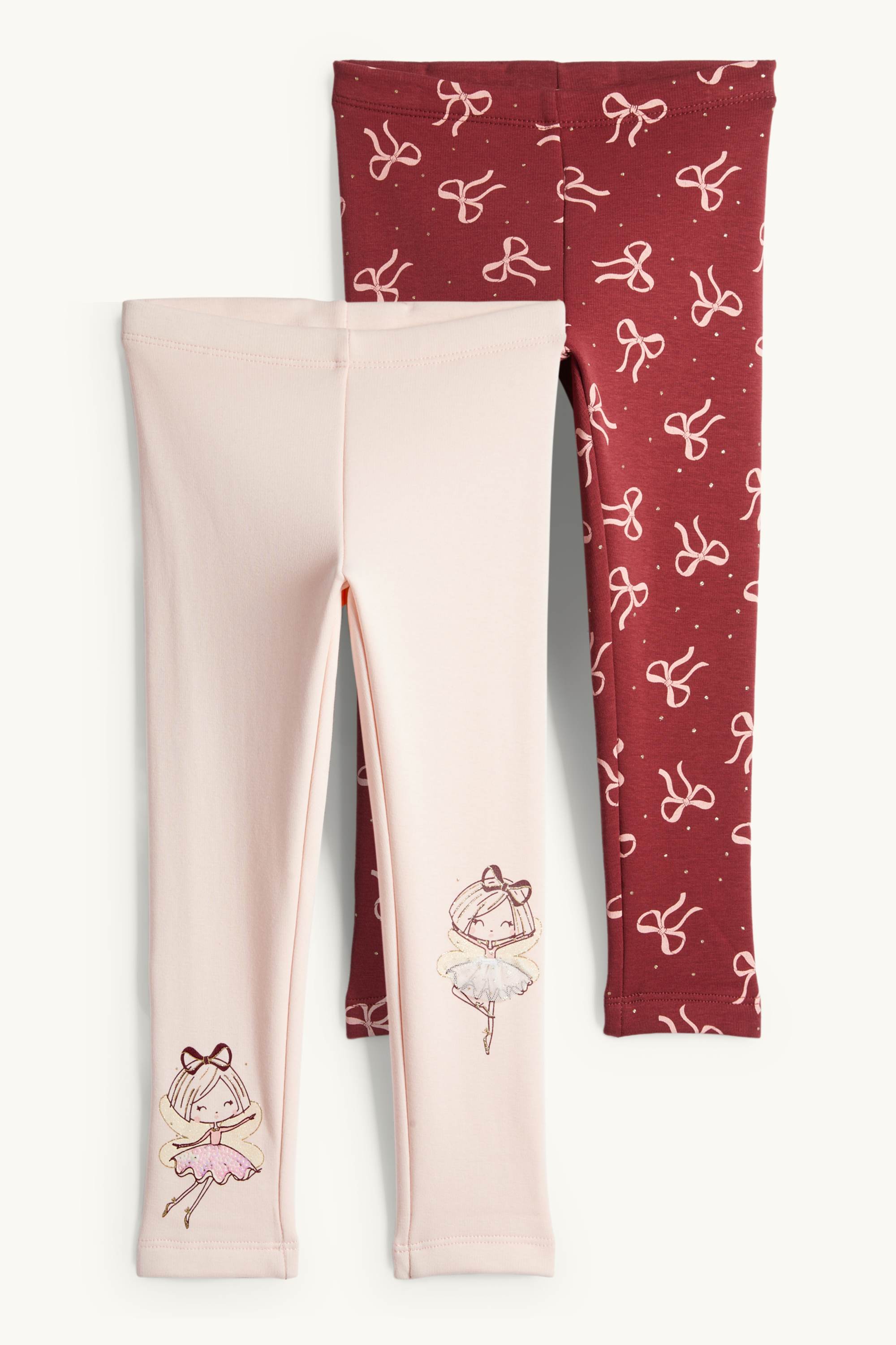 Multipack of 2 - bow and ballerina - thermal leggings rose / dark red