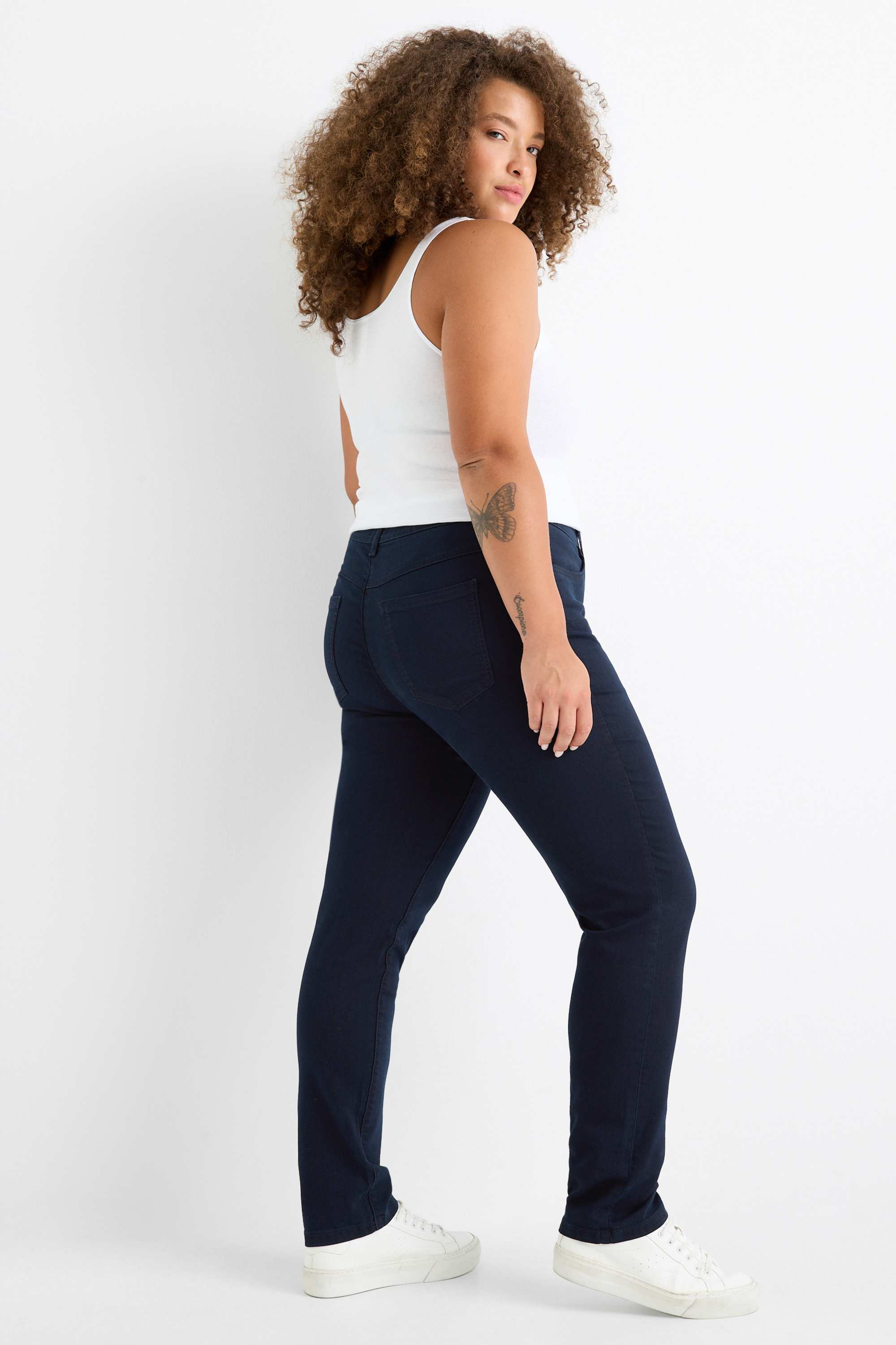Slim jeans - mid-rise waist dark blue
