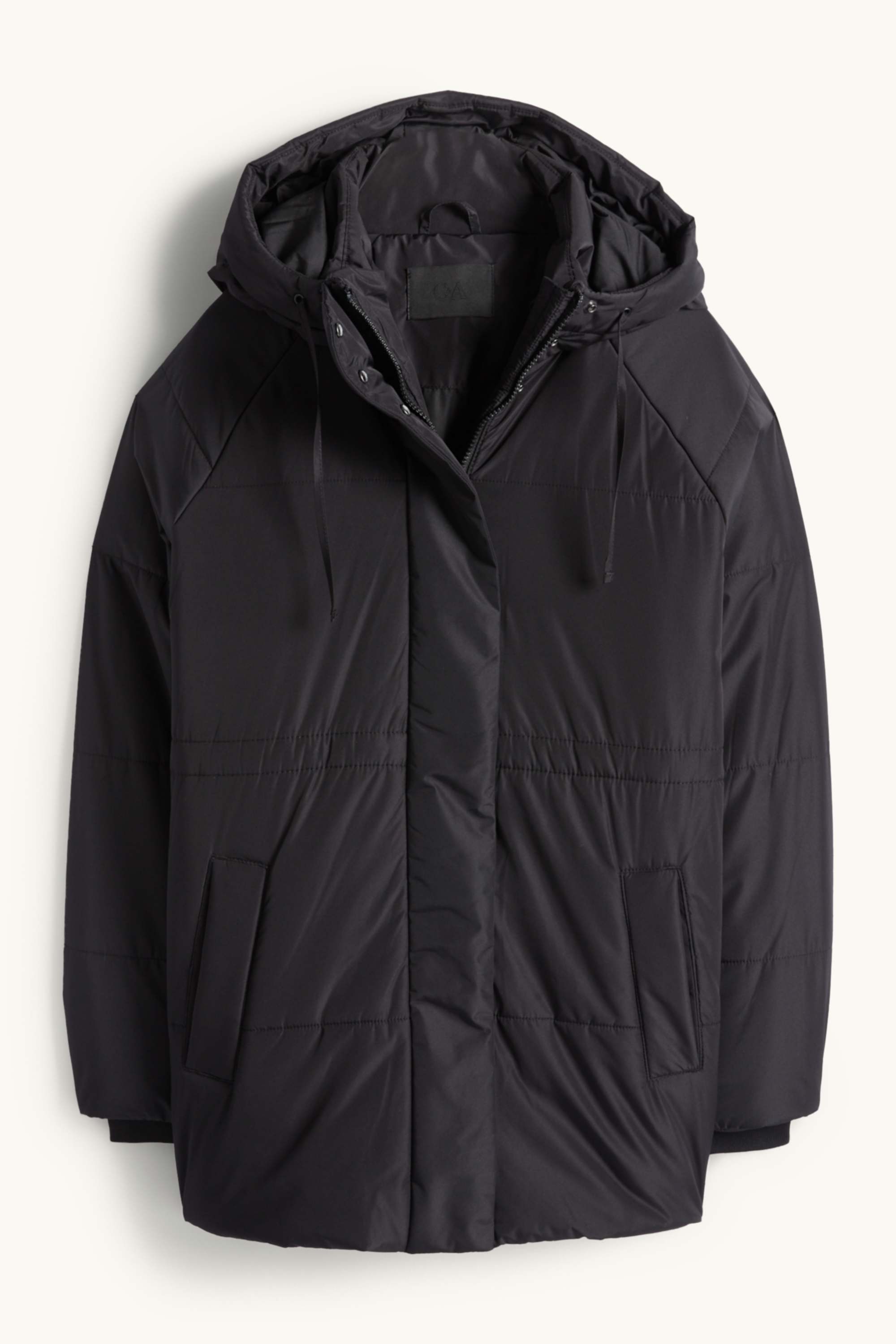 Quilted jacket with hood black