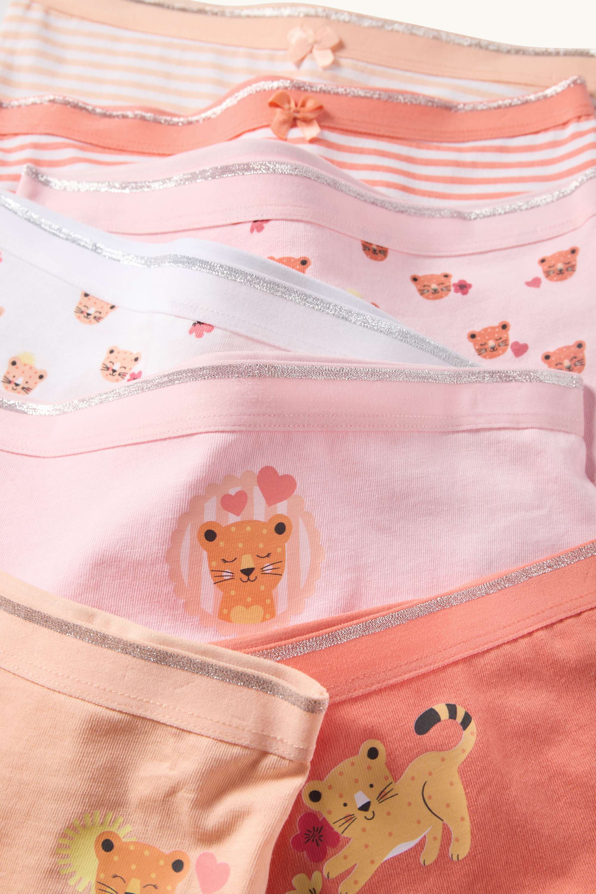 Multipack of 7 - leopard - shorts - shiny orange