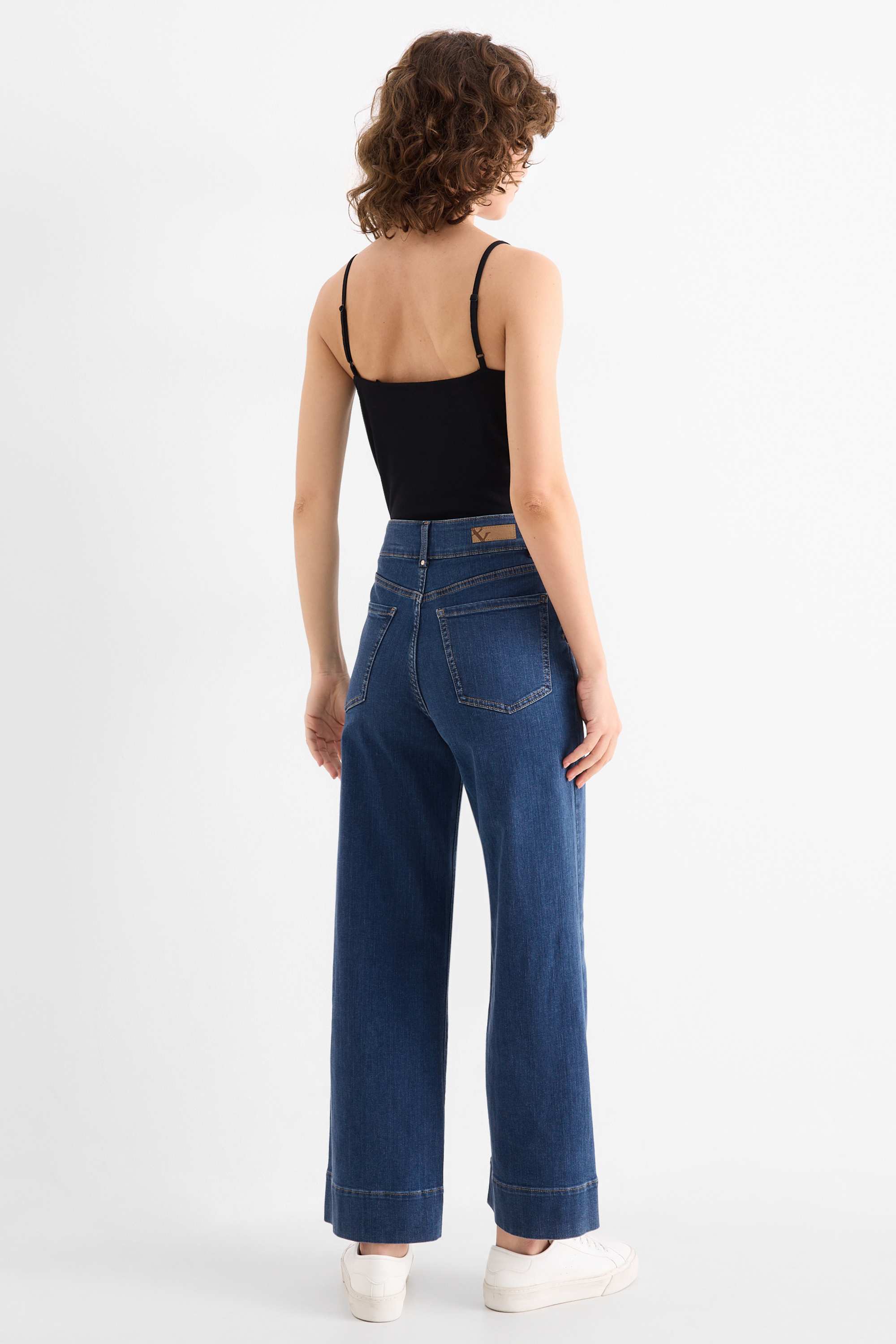 Wide leg jeans - high waist blue denim