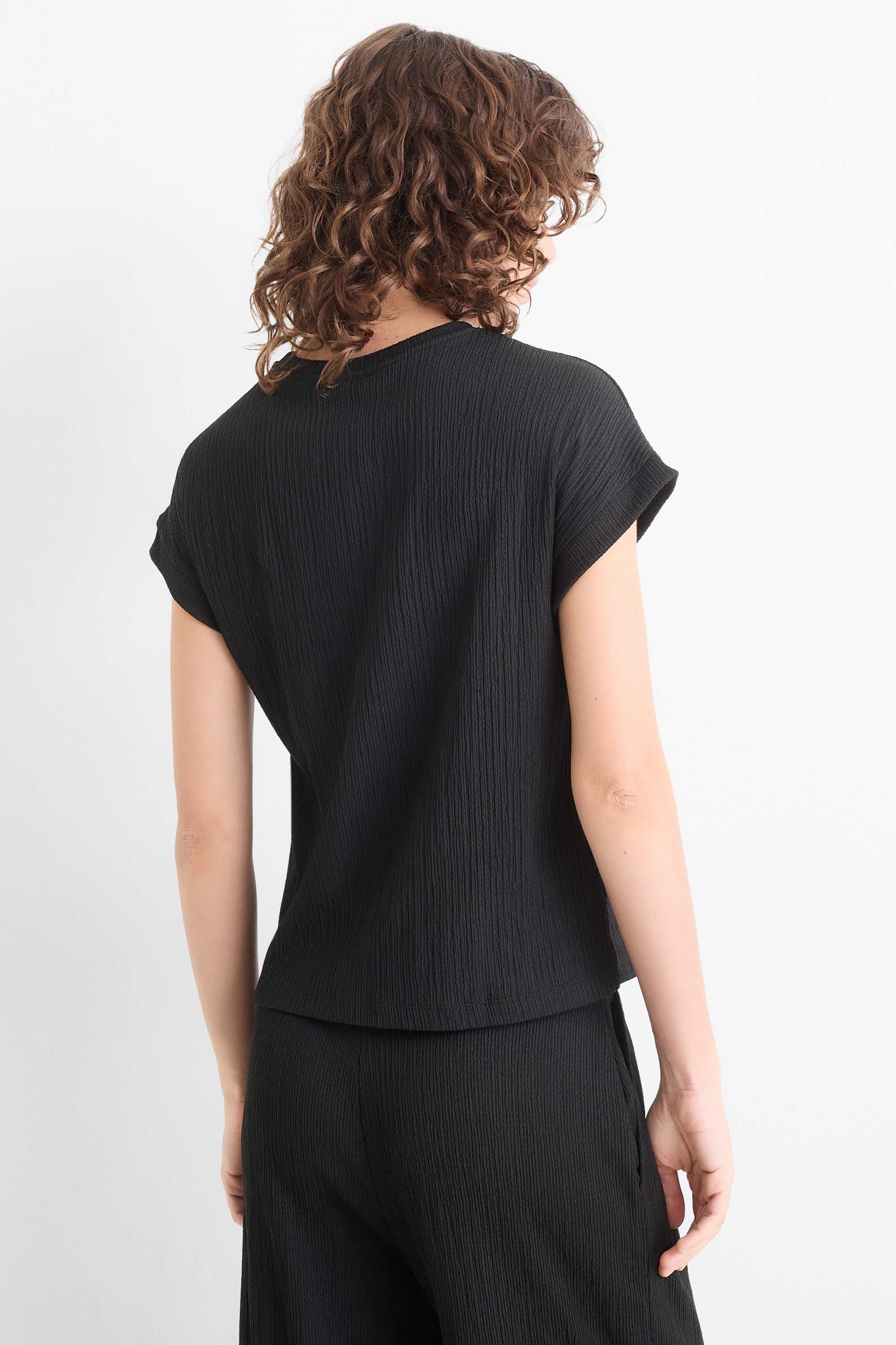 T-shirt - relaxed fit - textured black