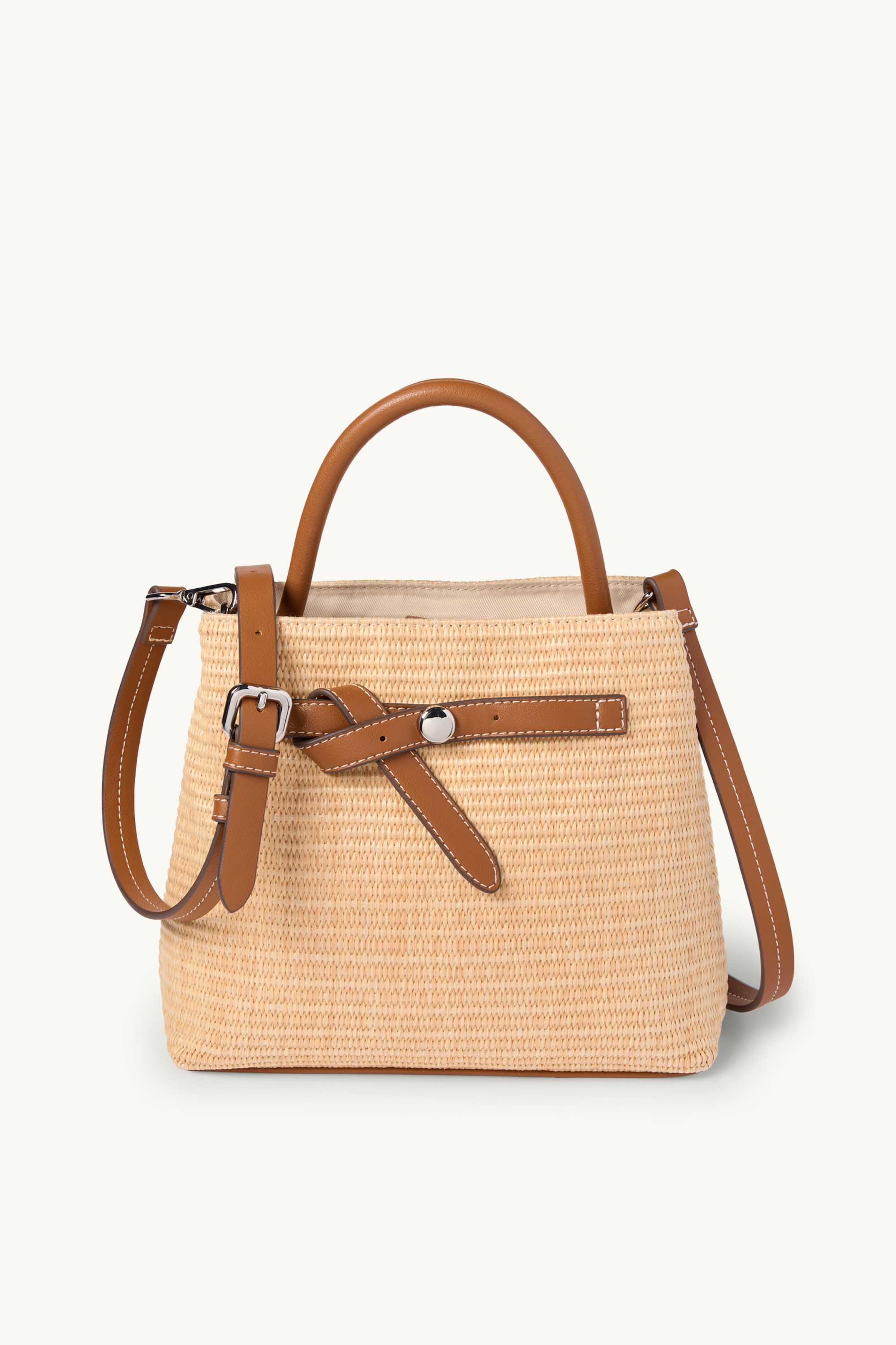 Bast crossbody bag with detachable bag strap beige / brown