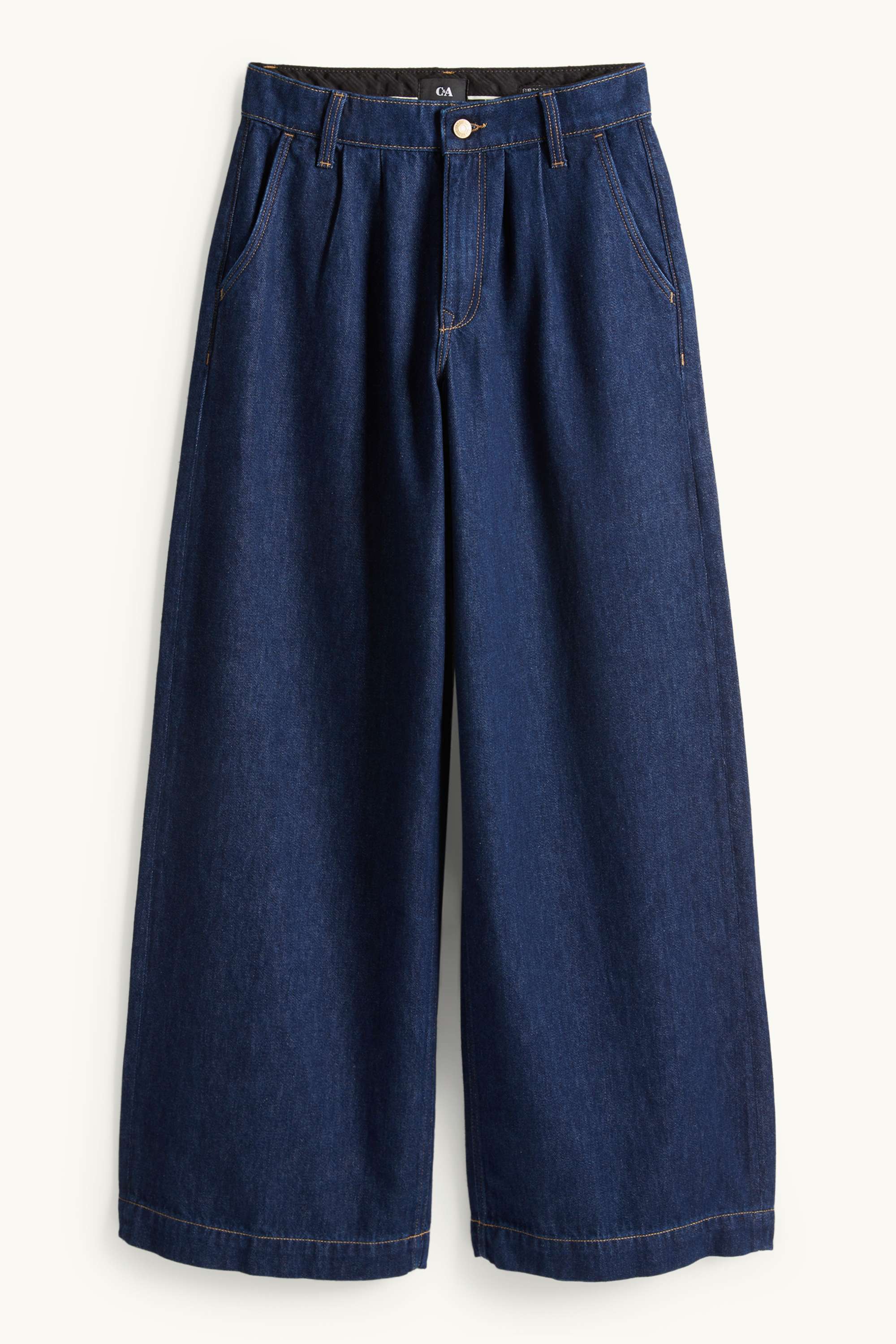 Wide leg jeans - high waist denim-dark blue
