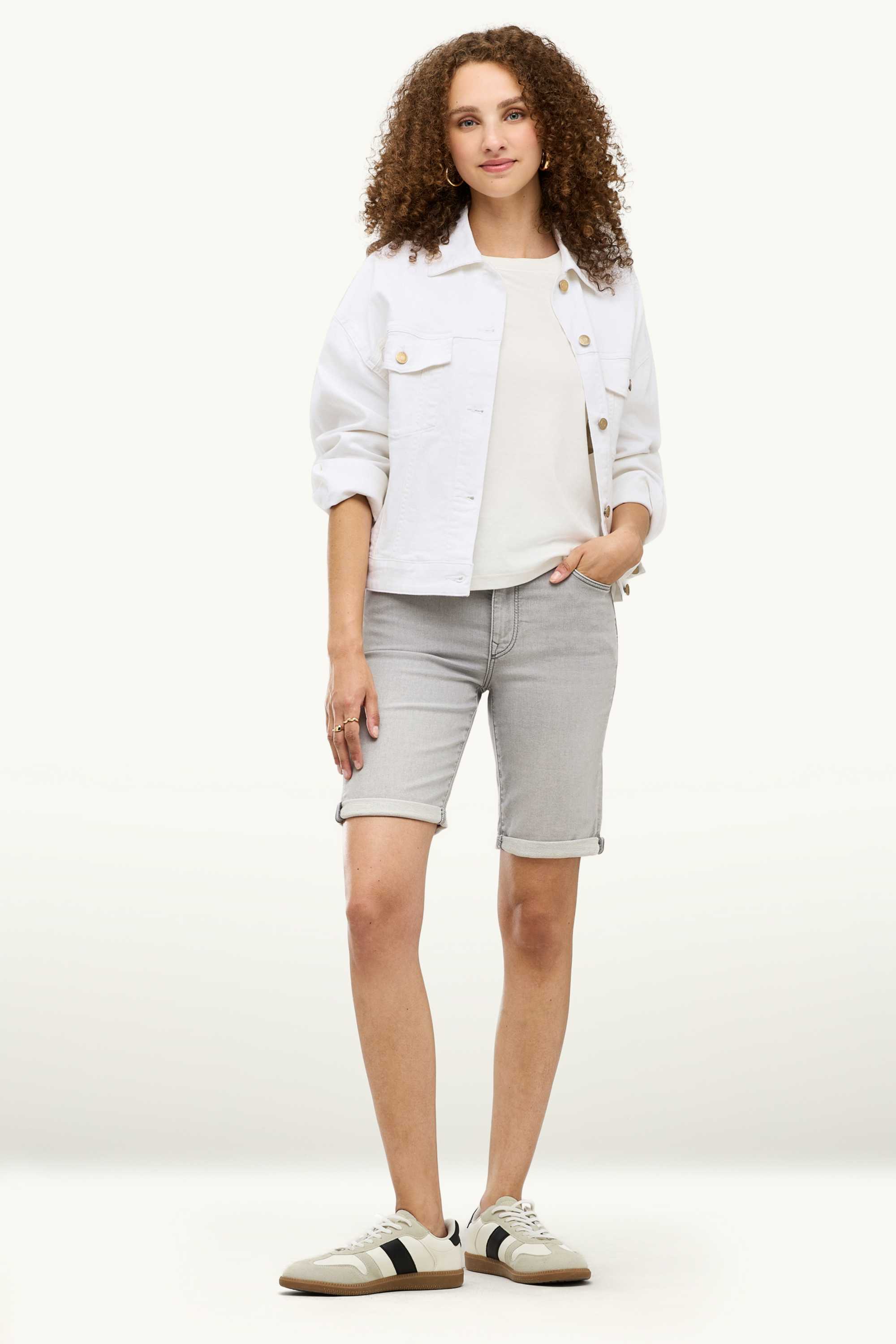 Denim Bermuda shorts - mid-rise waist - jog denim denim-light gray