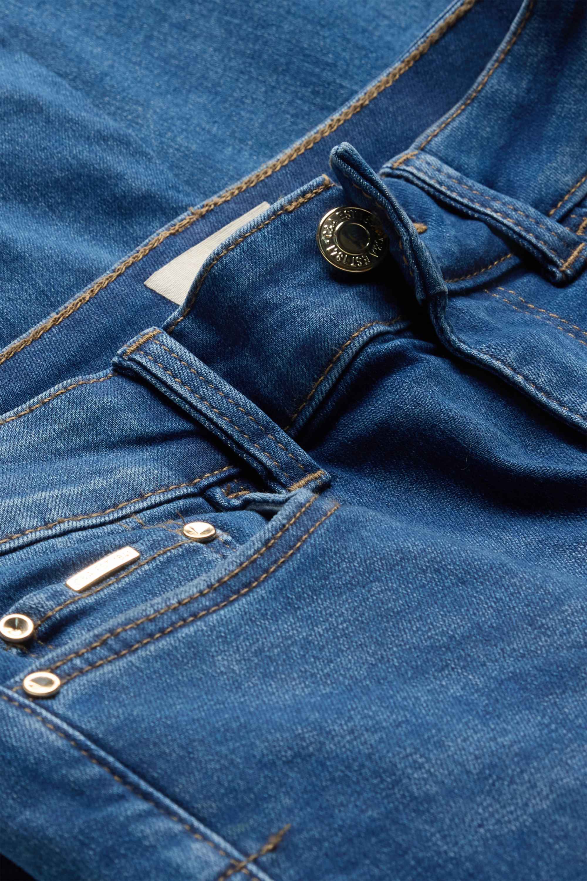 Capri jeans - mid-rise waist blue denim