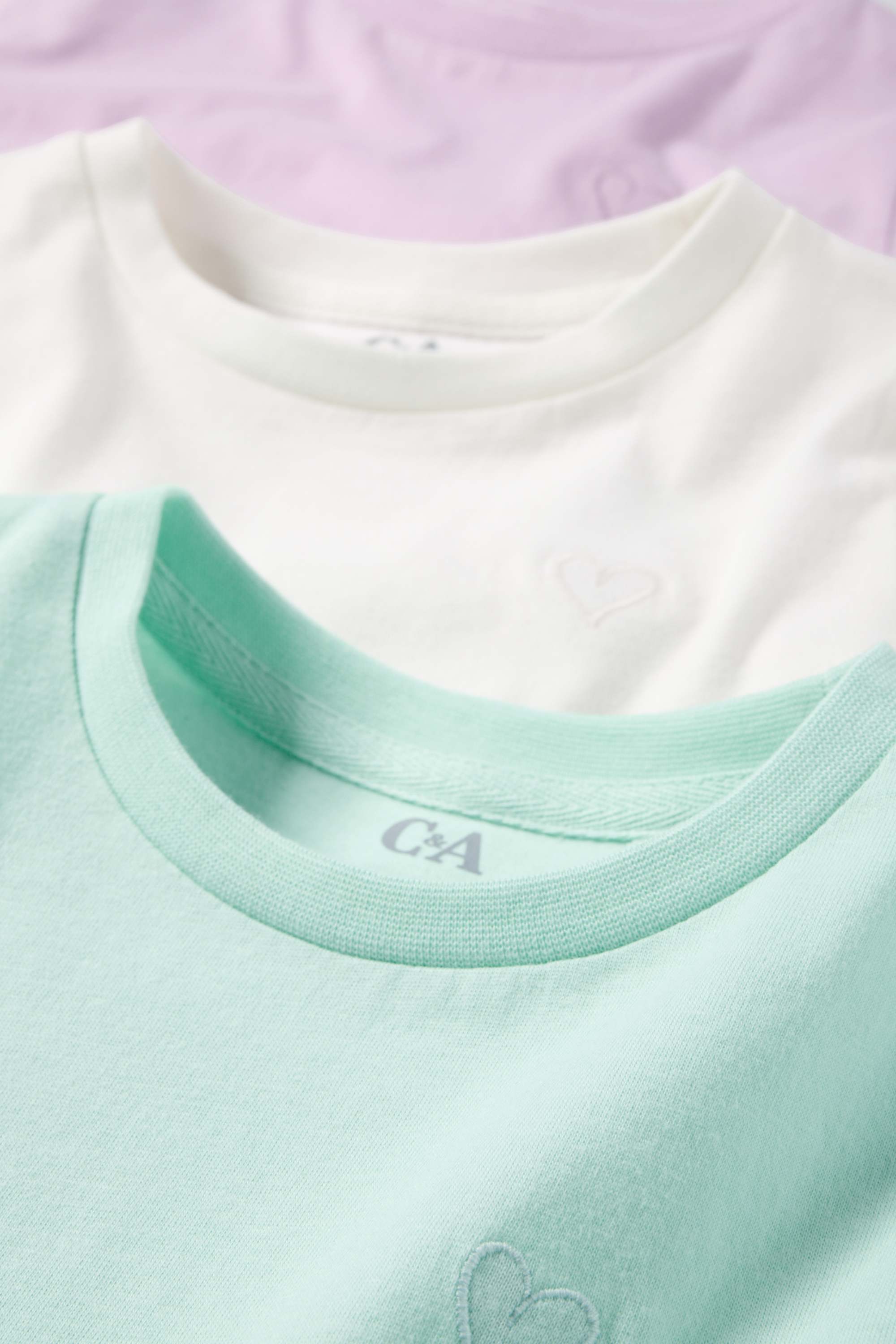 Multipack of 3 - heart - short sleeve T-shirt green / rose