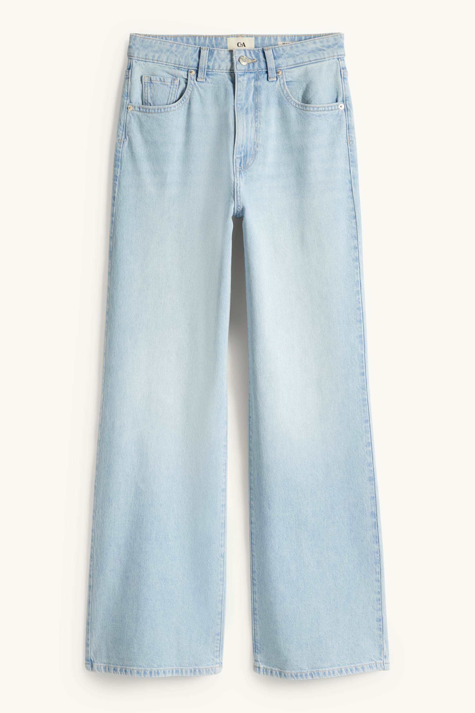 Wide leg jeans - high waist denim-light blue