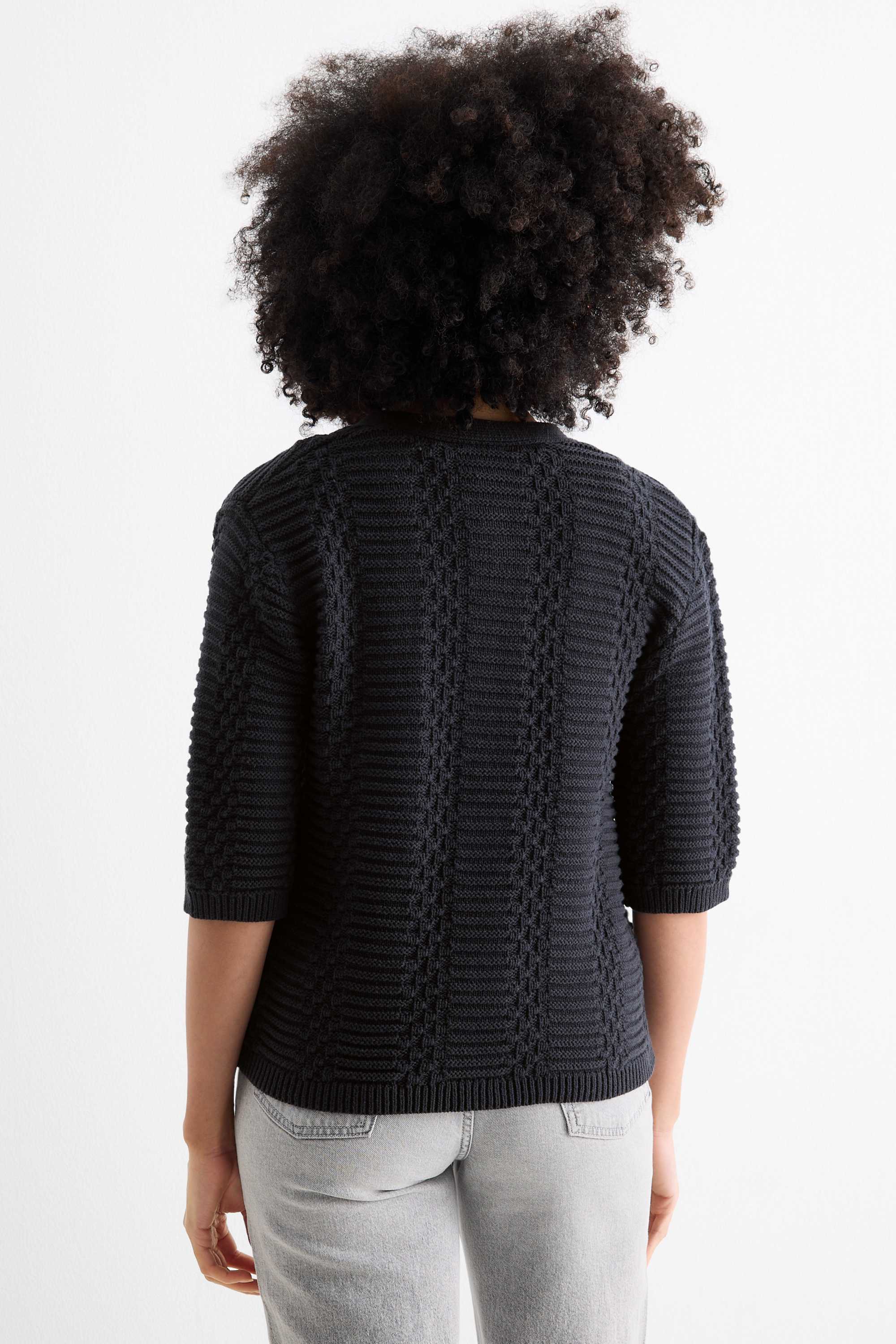 Cardigan - textured dark blue