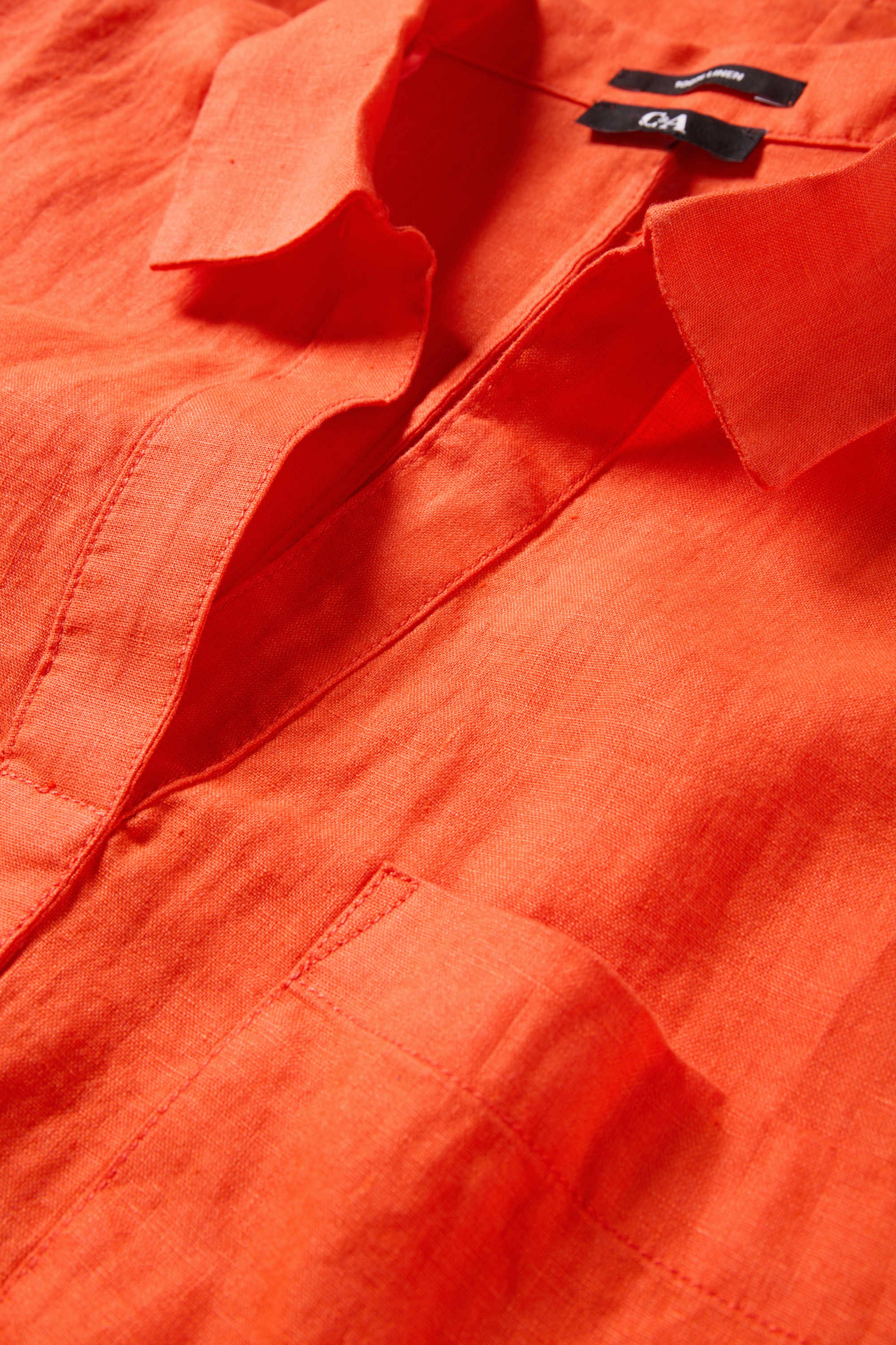 Linen dress - straight fit orange