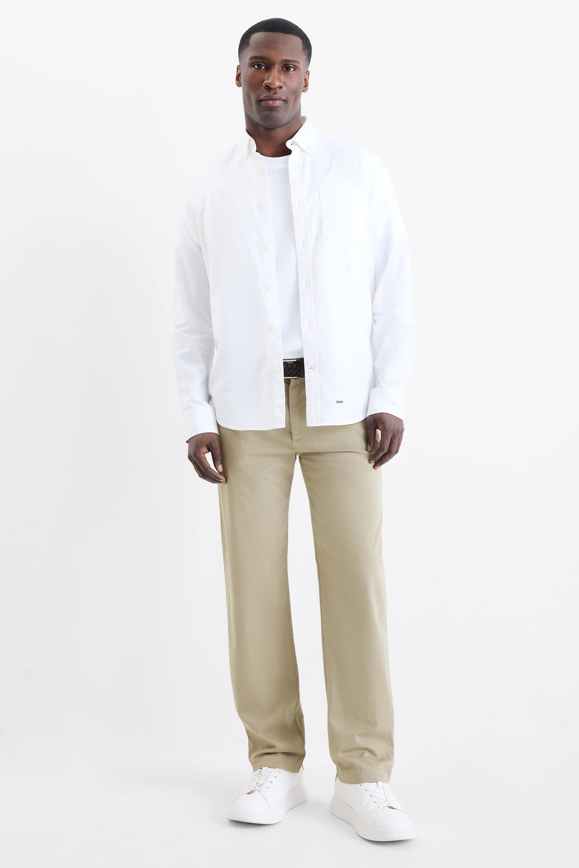Chinos with belt beige (3)