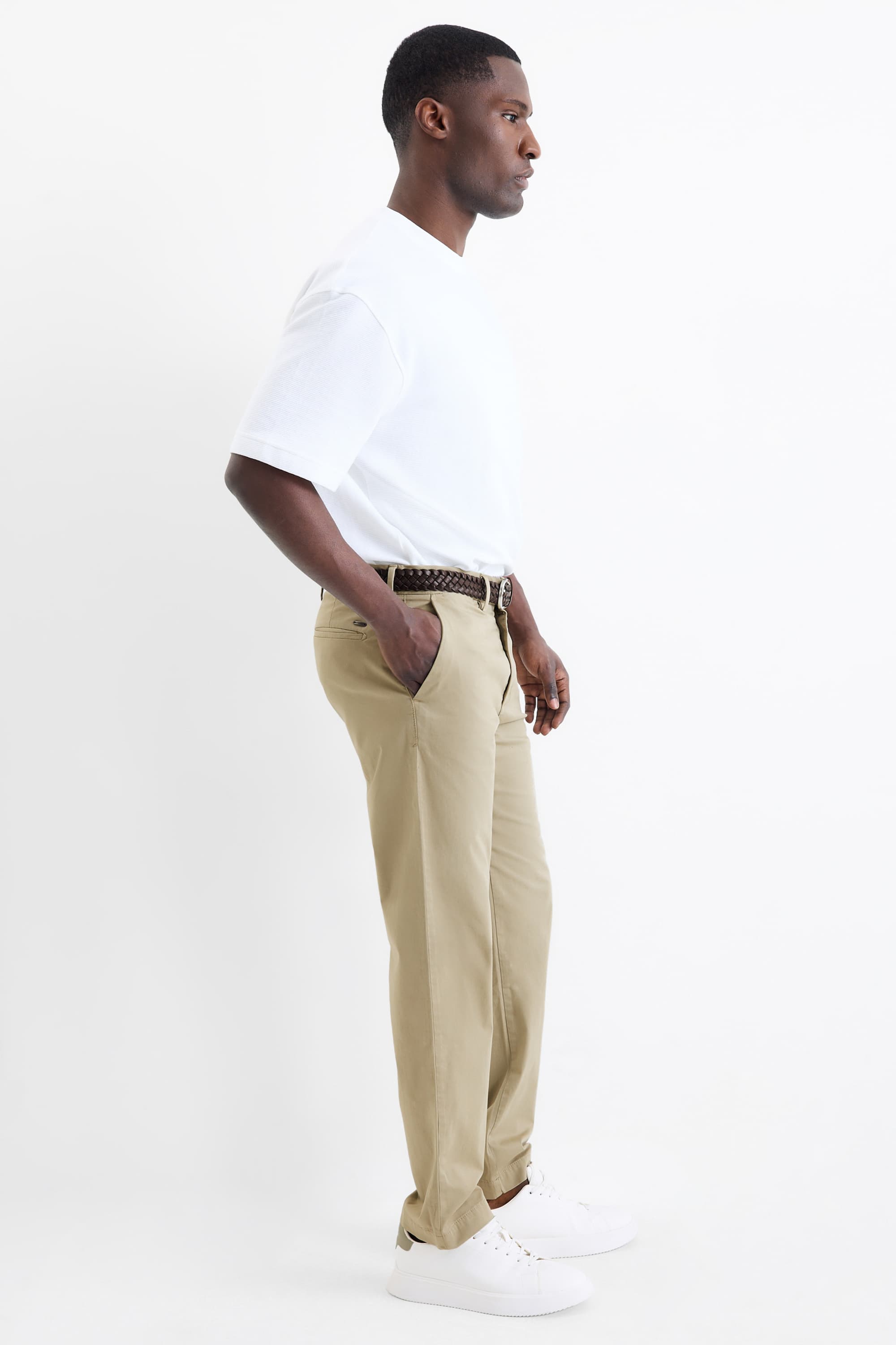 Chinos with belt beige (3)