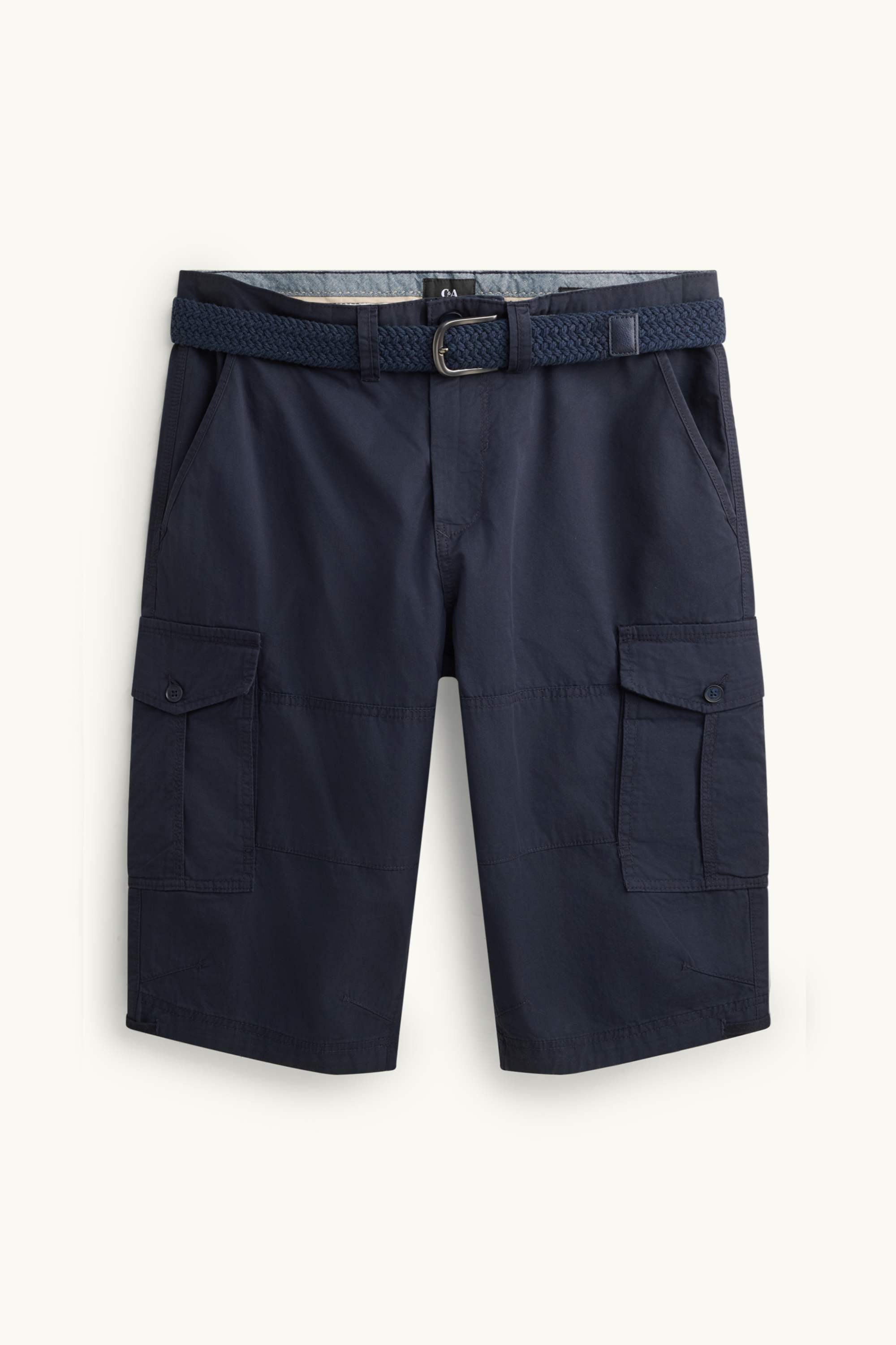 Cargo Bermuda shorts with belt blue