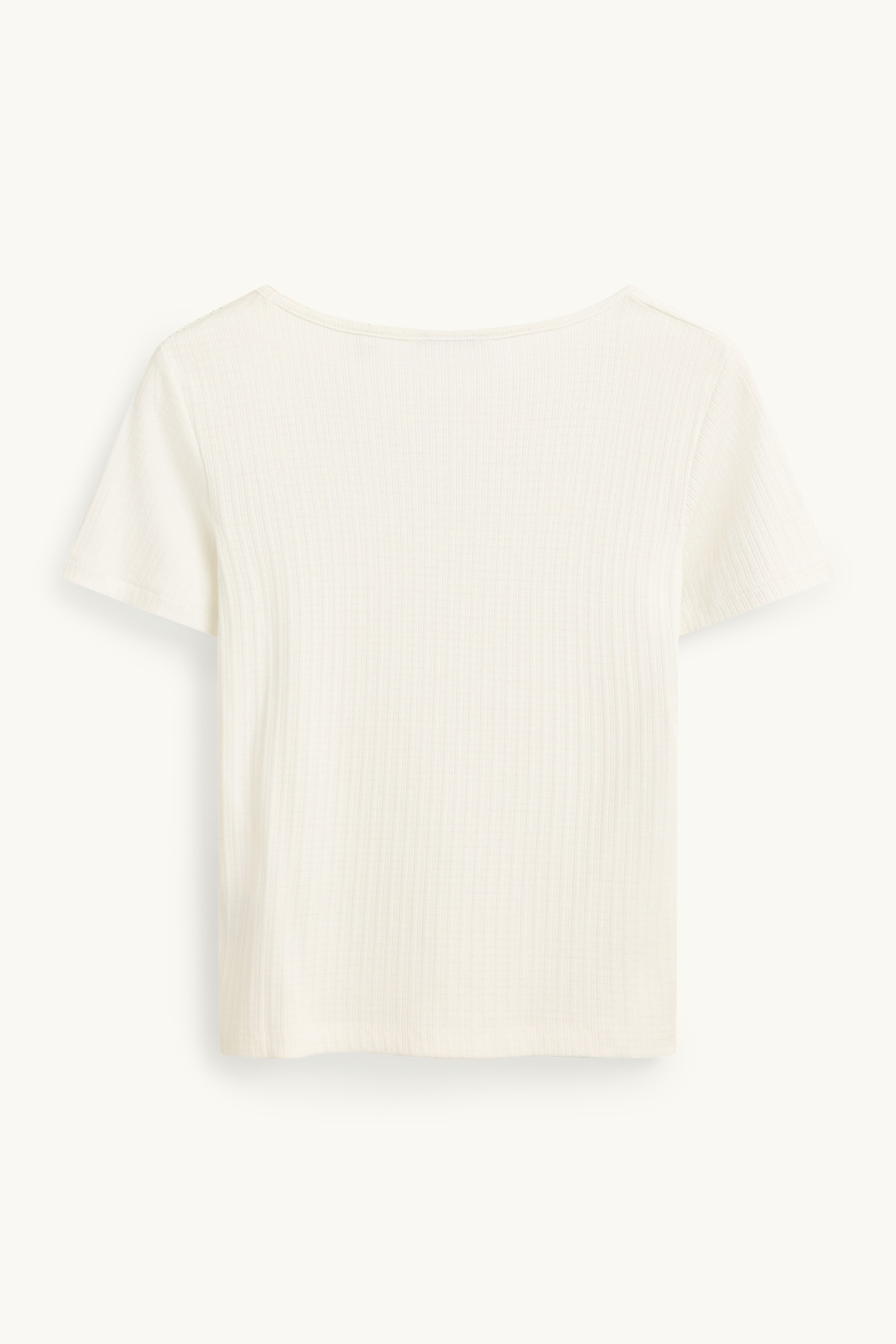 V-neck T-shirt - ribbed white