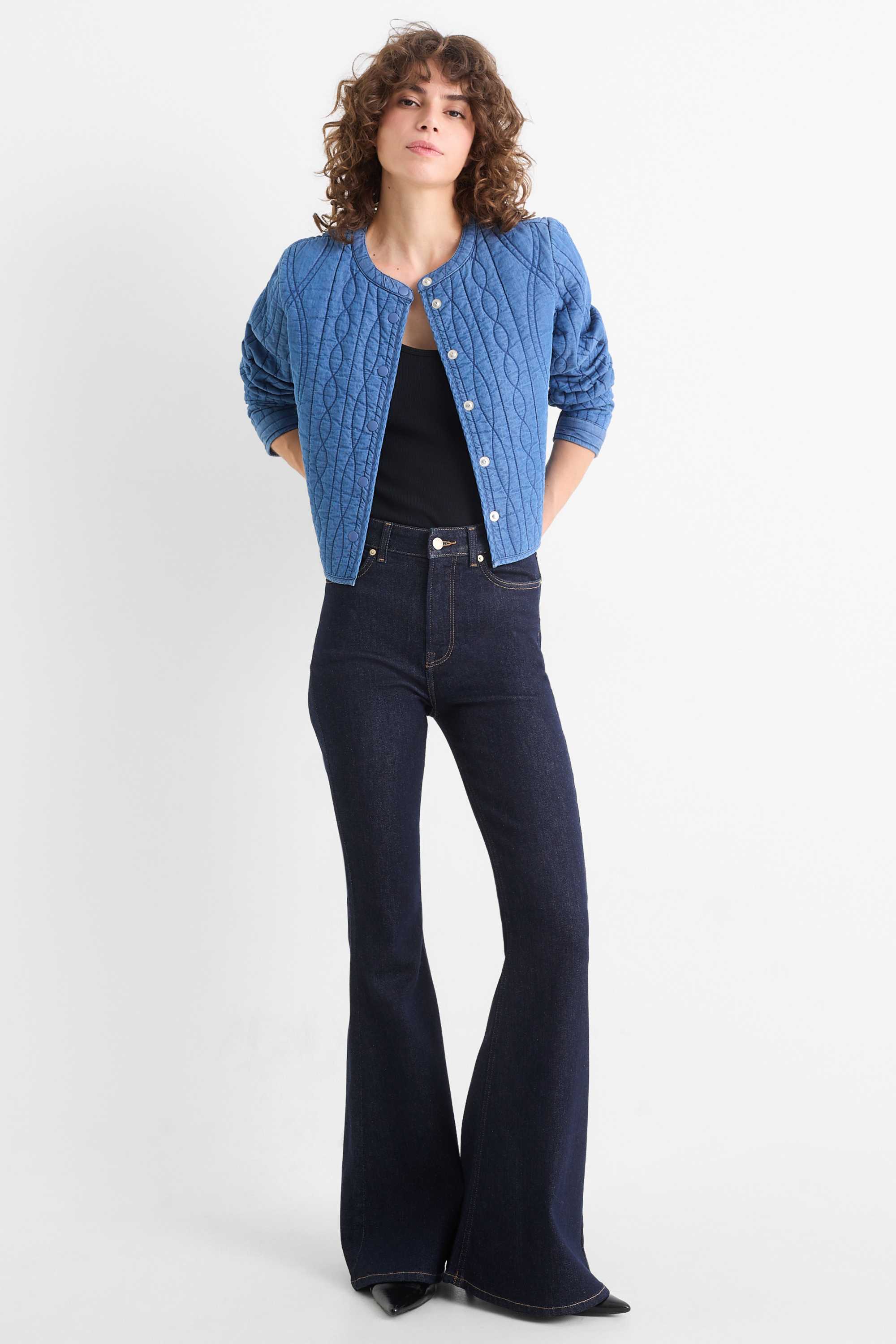 Flared jeans - high waist dark blue