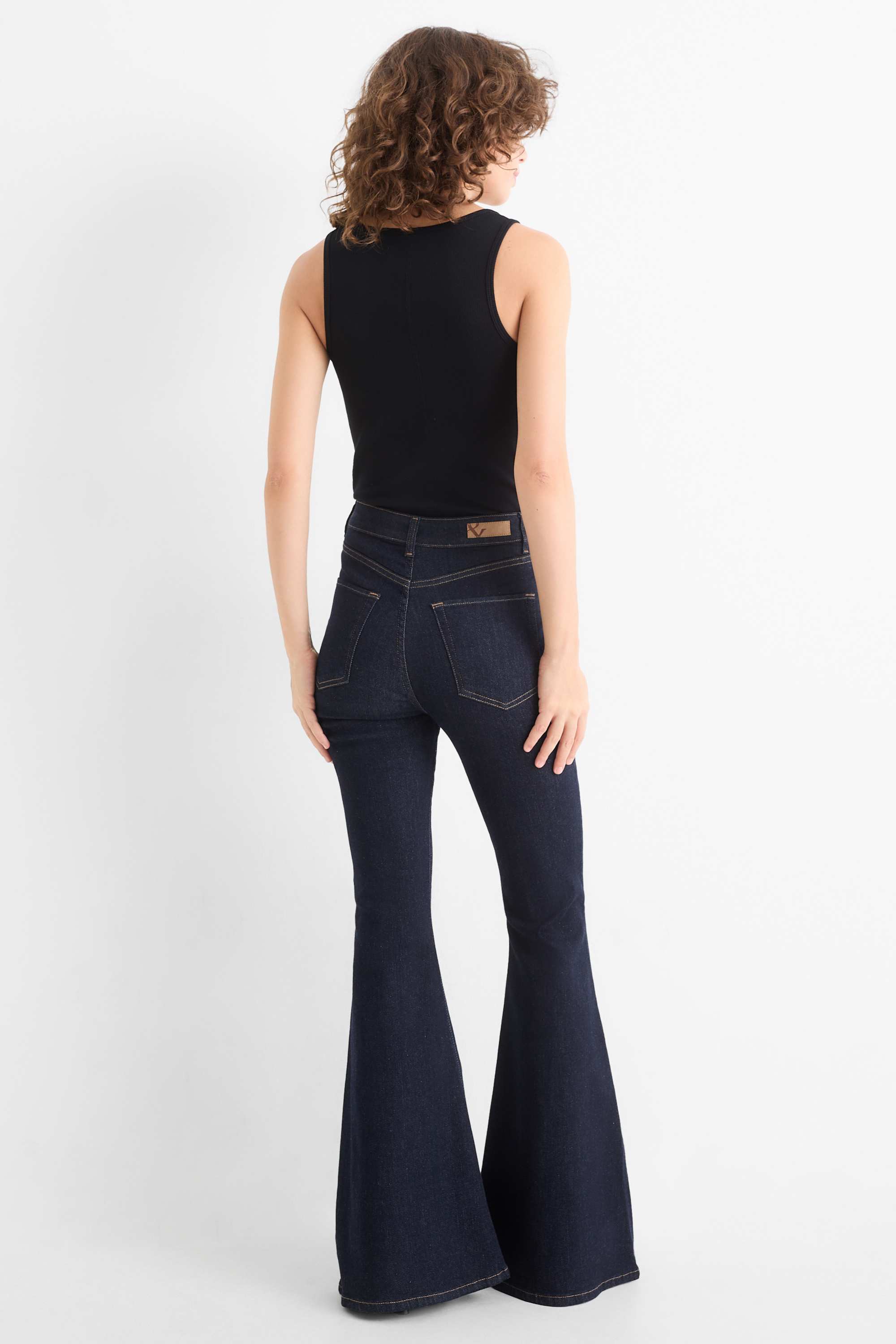Flared jeans - high waist dark blue