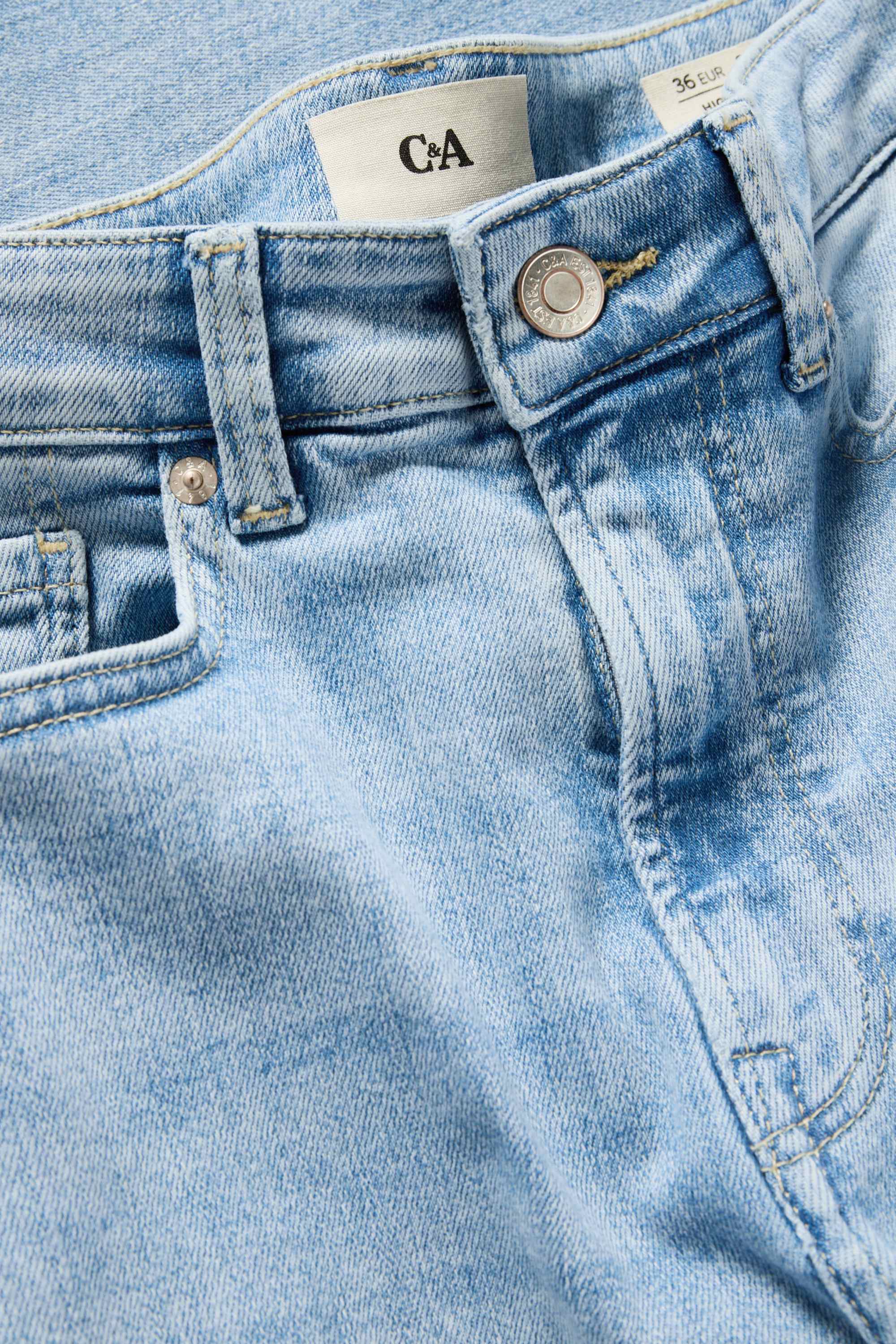 Flared jeans - high waist denim-light blue