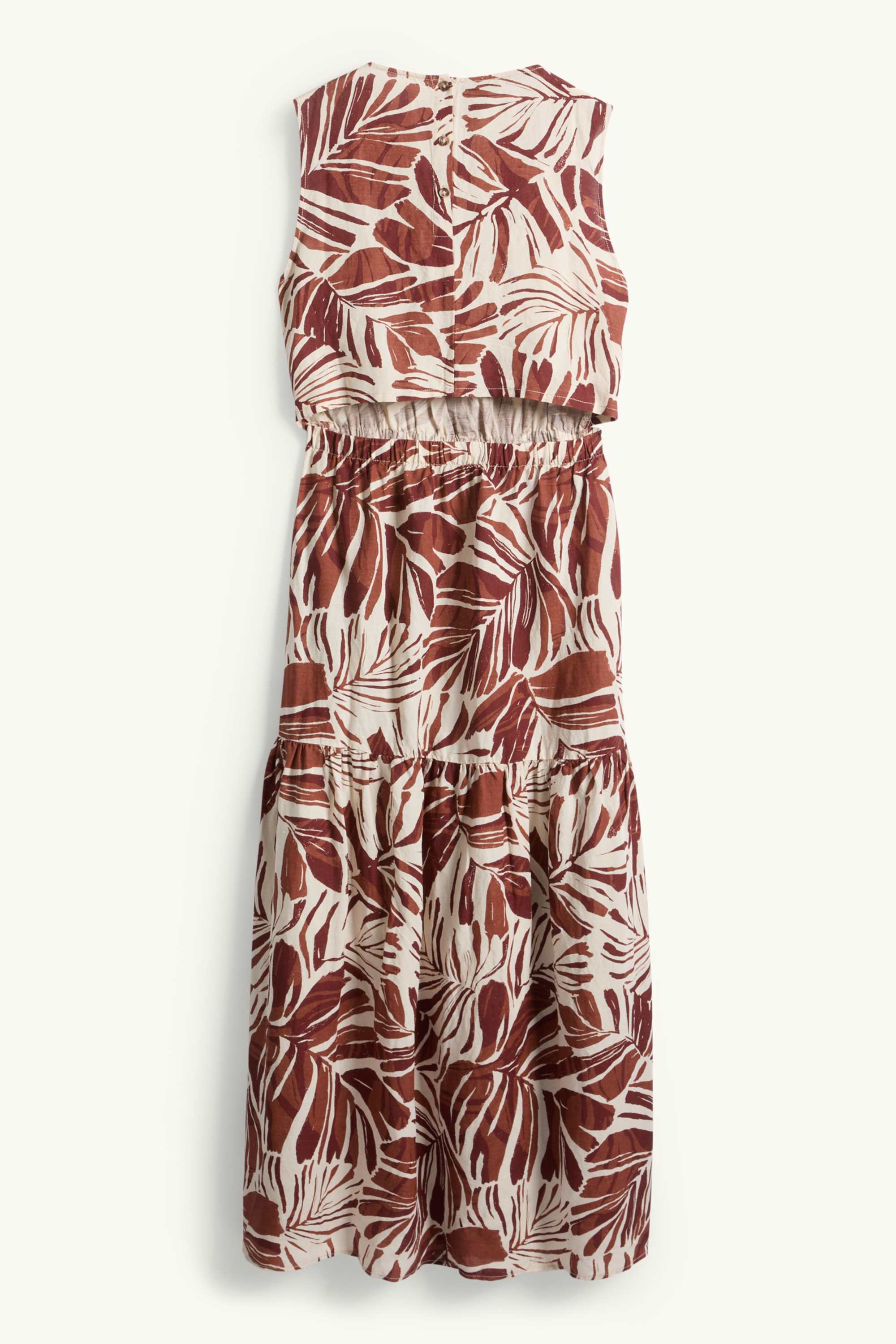 Fit & flare dress - linen blend - patterned brown / cremewhite
