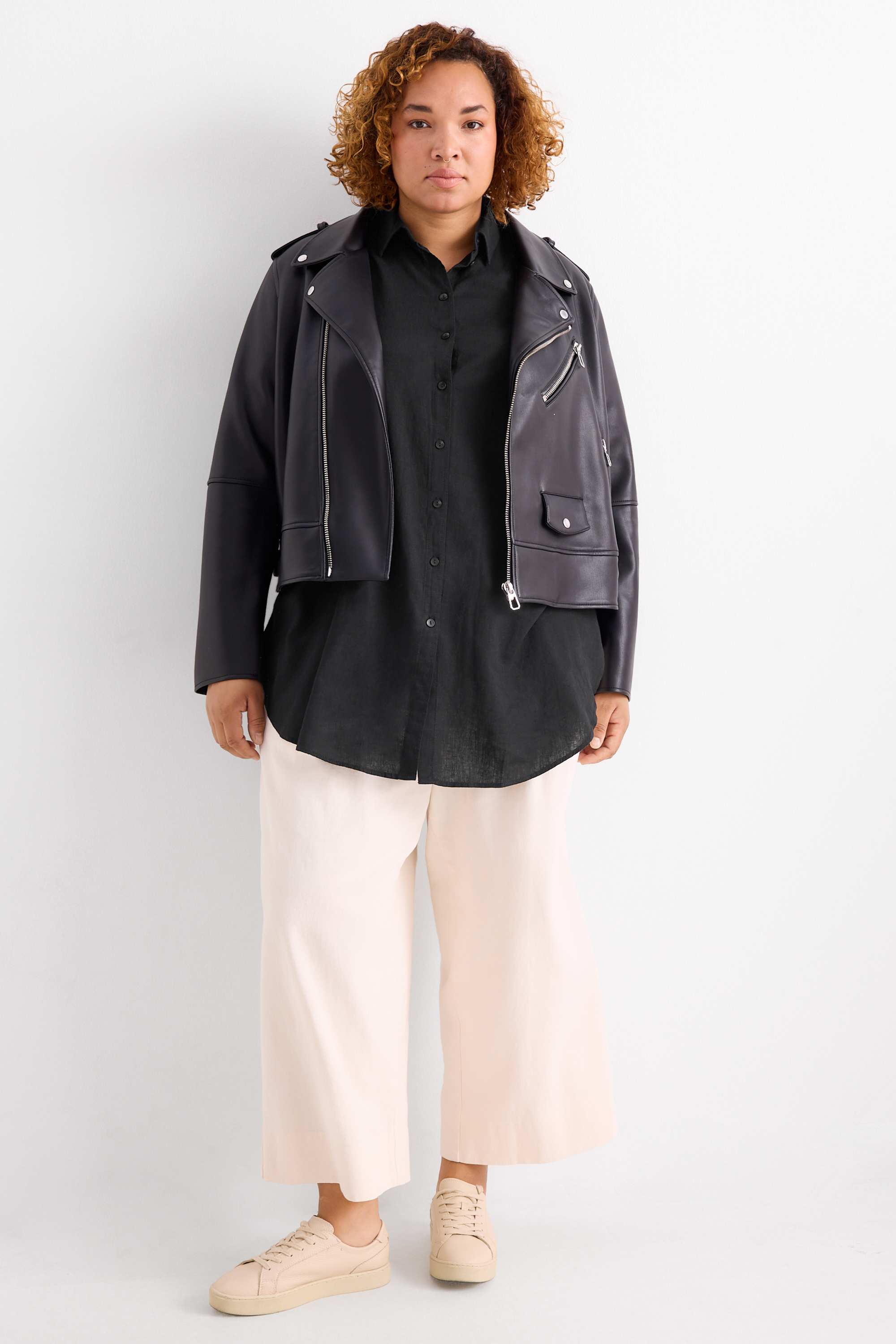 Shirt blouse - linen blend black