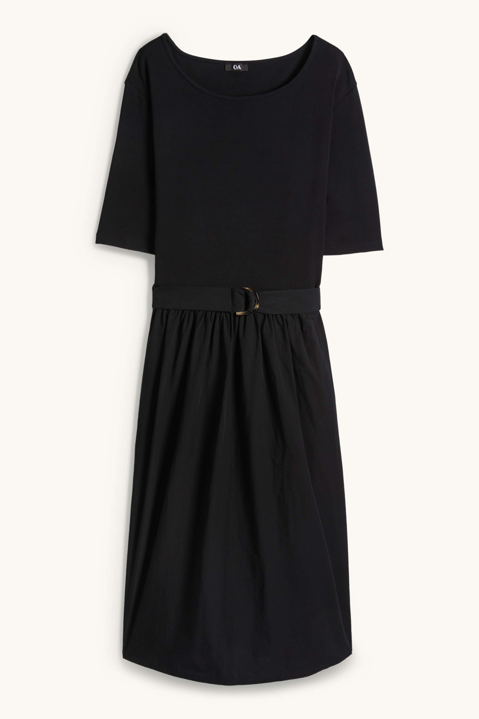 Fit & flare dress with belt black