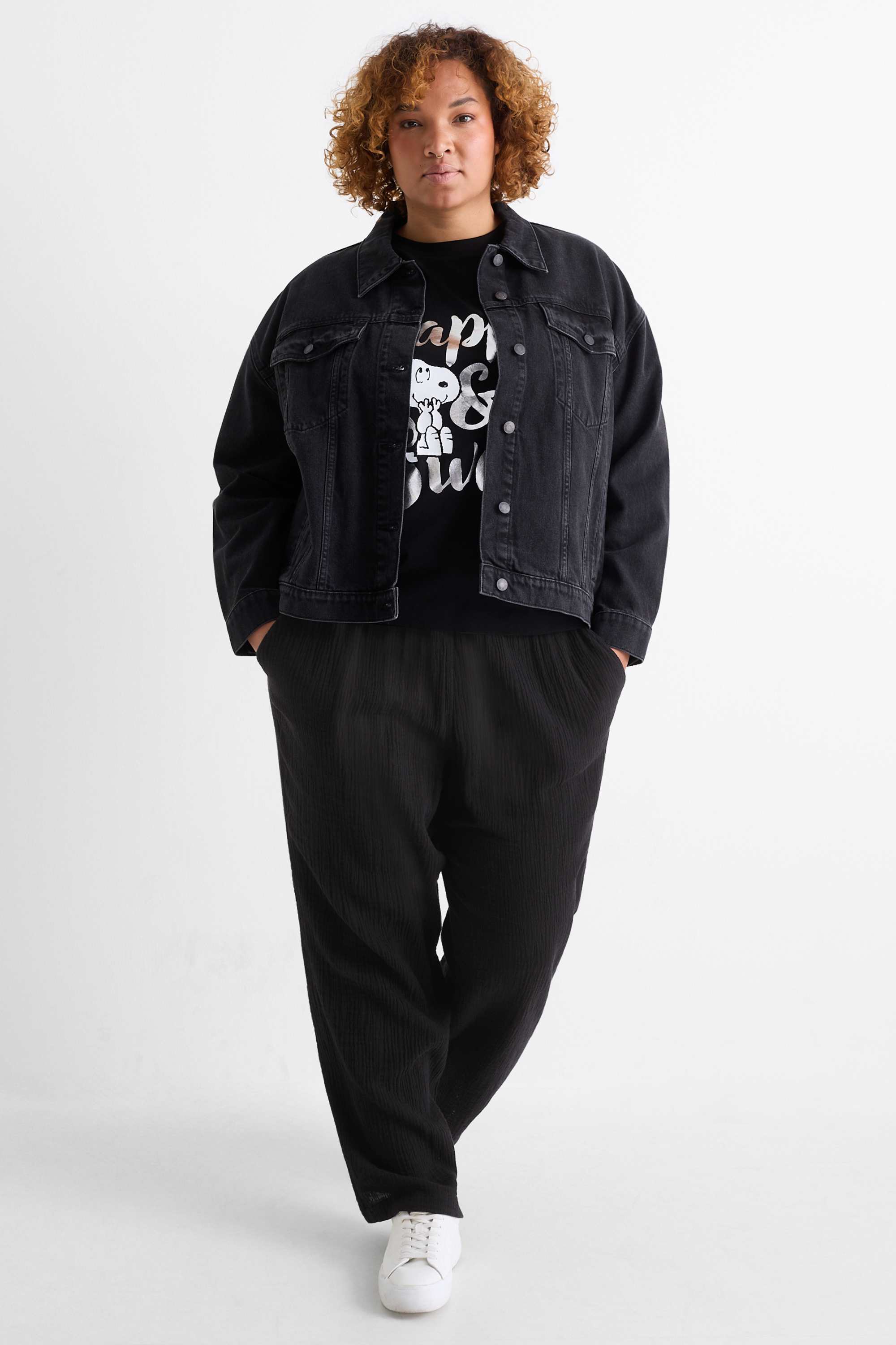 Cloth trousers - mid-rise waist - relaxed fit black