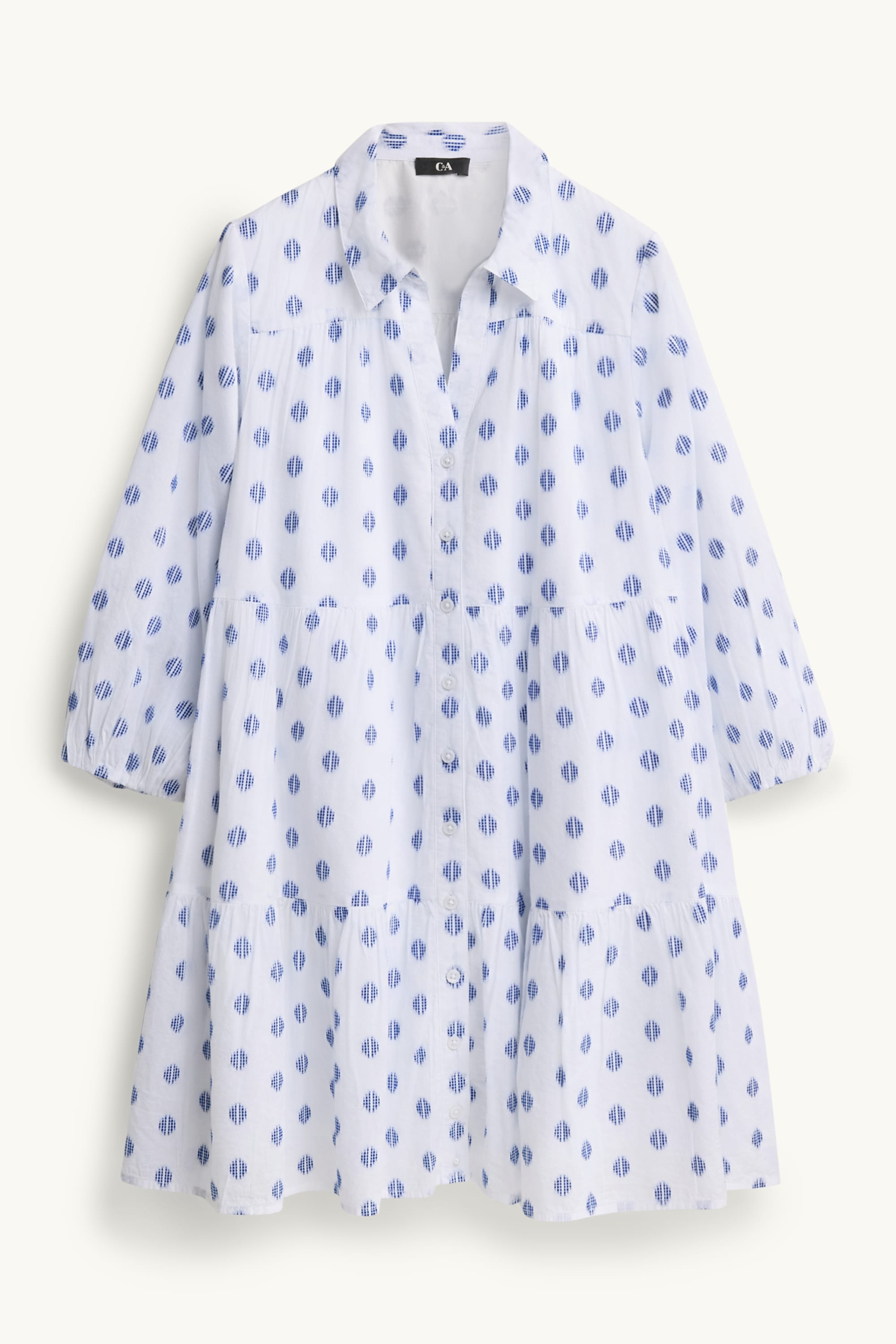 A-line dress - polka dot white / blue