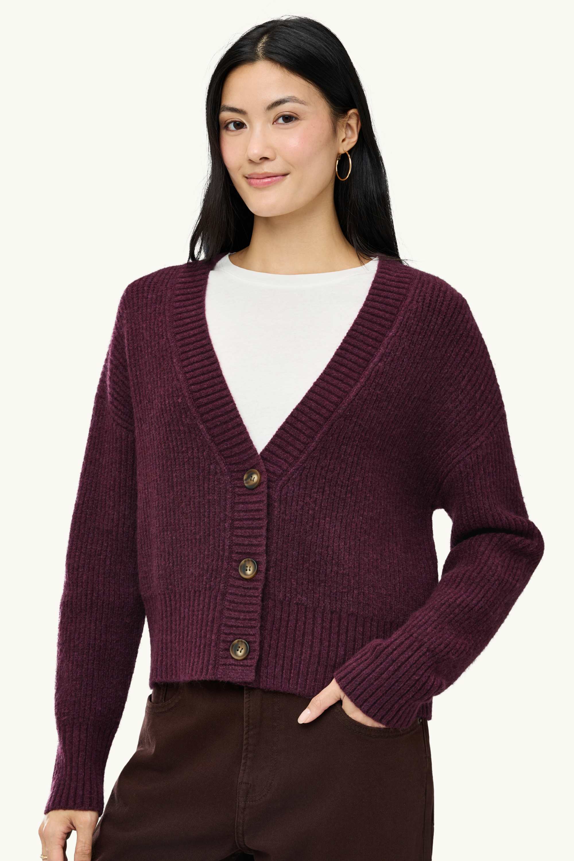 Cardigan - ribbed purple