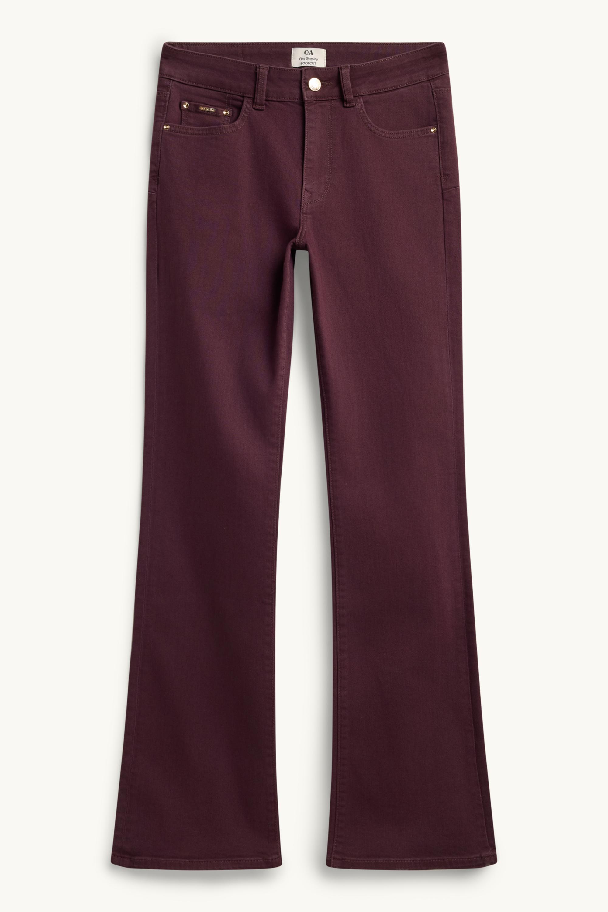 Bootcut jeans - mid-rise waist - shaping jeans - LYCRA® bordeaux