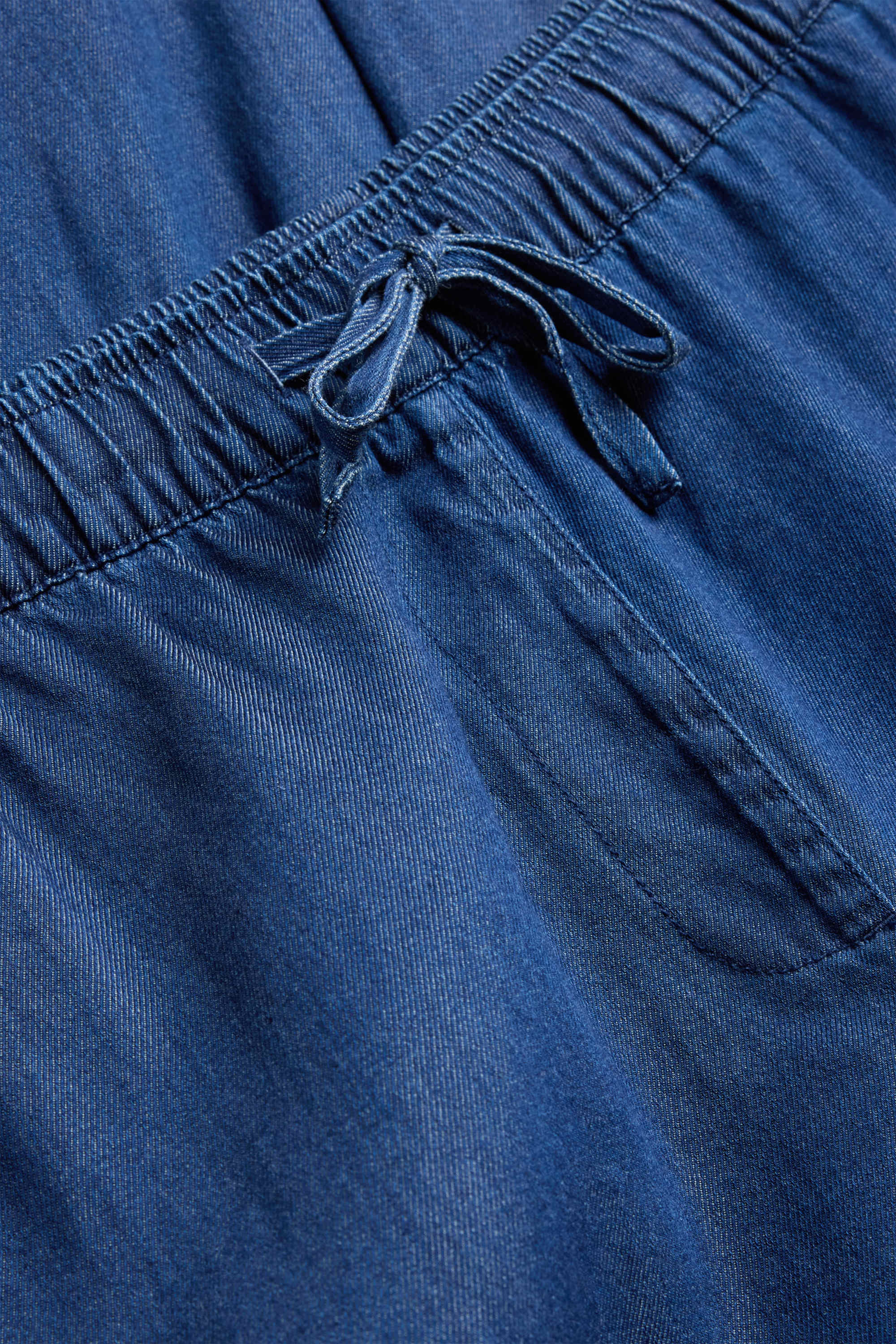 Cloth trousers - high waist - wide leg - denim look blue denim