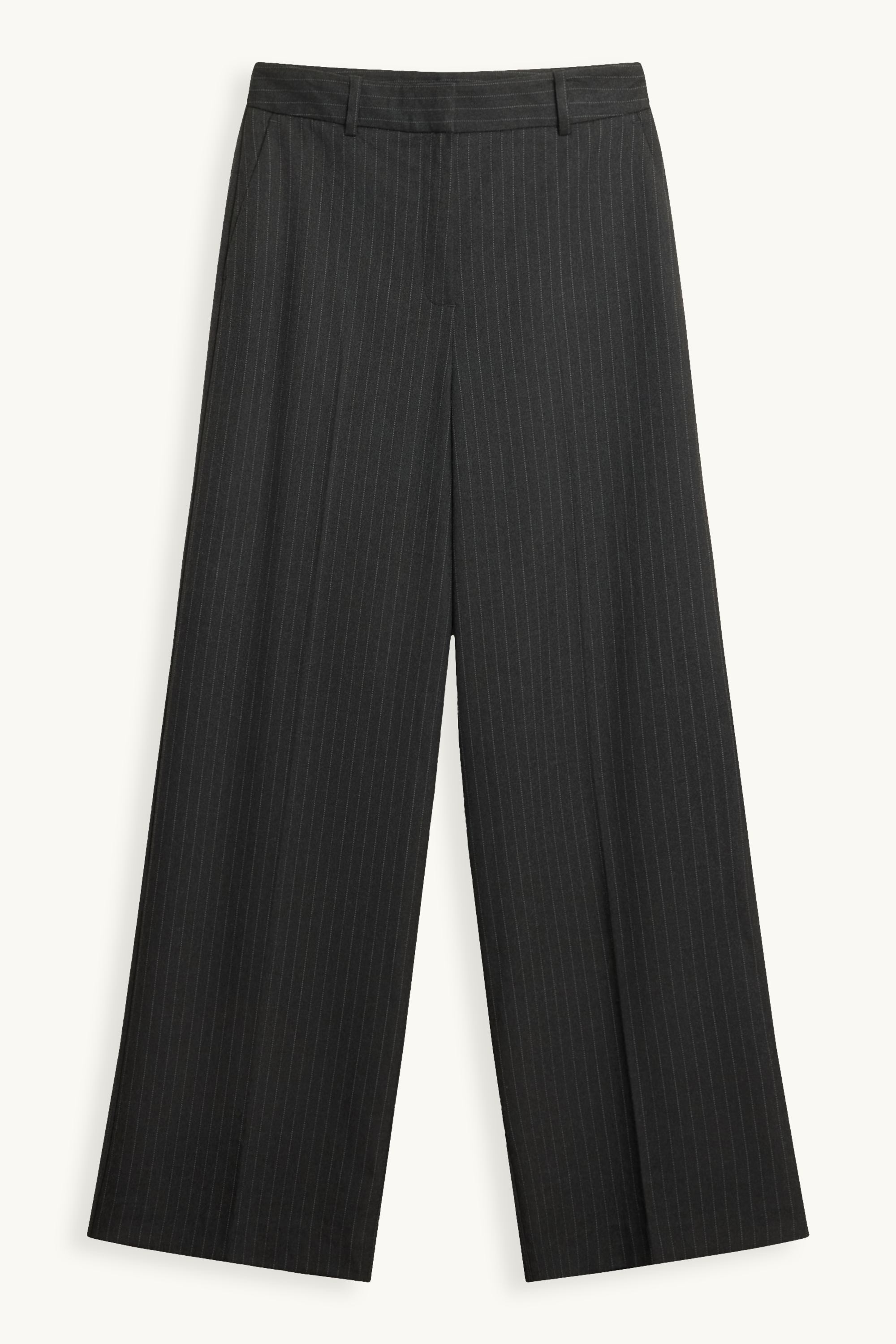 Business trousers - high waist - wide leg - striped black