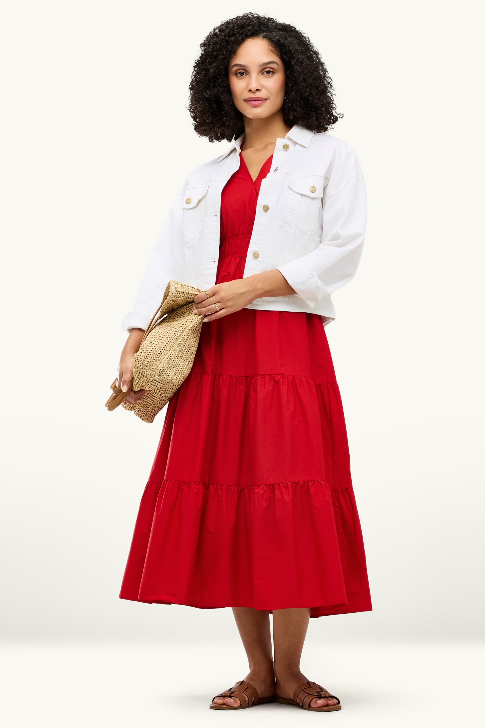 Fit & flare V-neck dress red