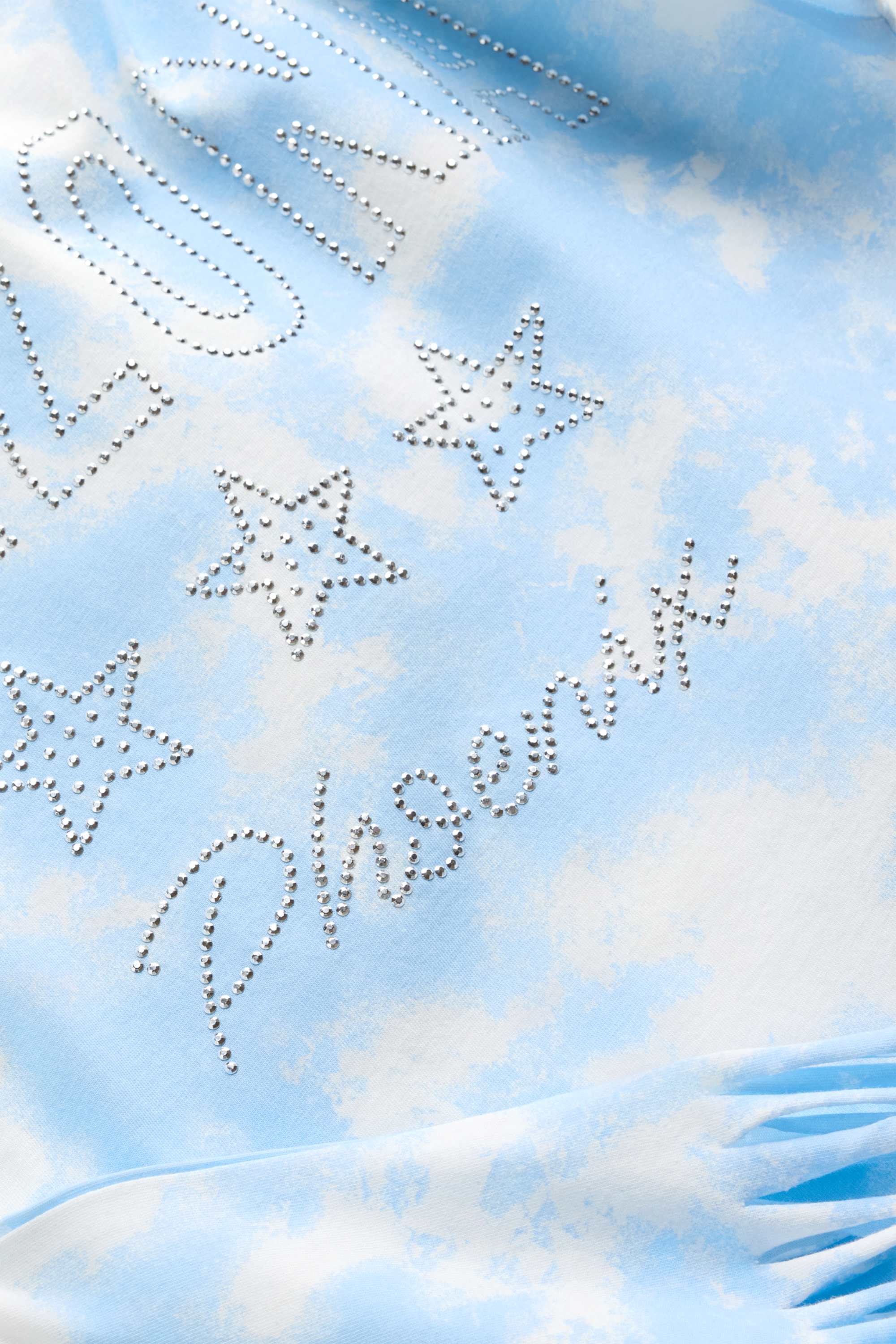 Arizona and cloud - short sleeve T-shirt with rhinestones blue / white