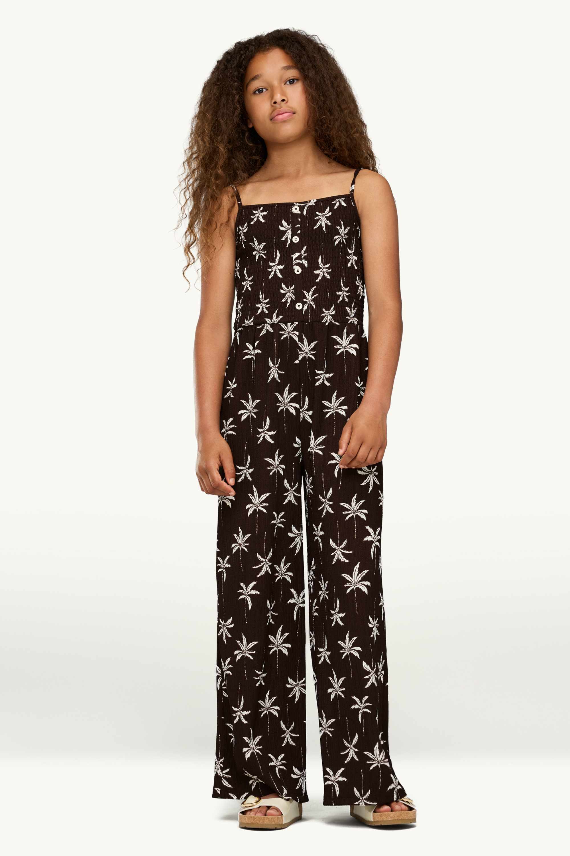 Palm - jumpsuit - textured - smocked brown