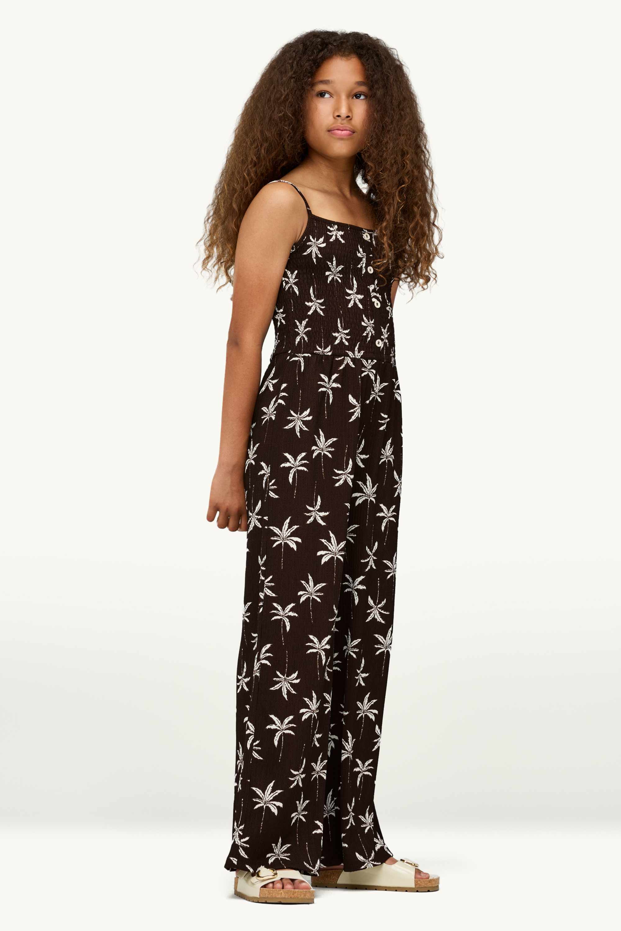 Palm - jumpsuit - textured - smocked brown