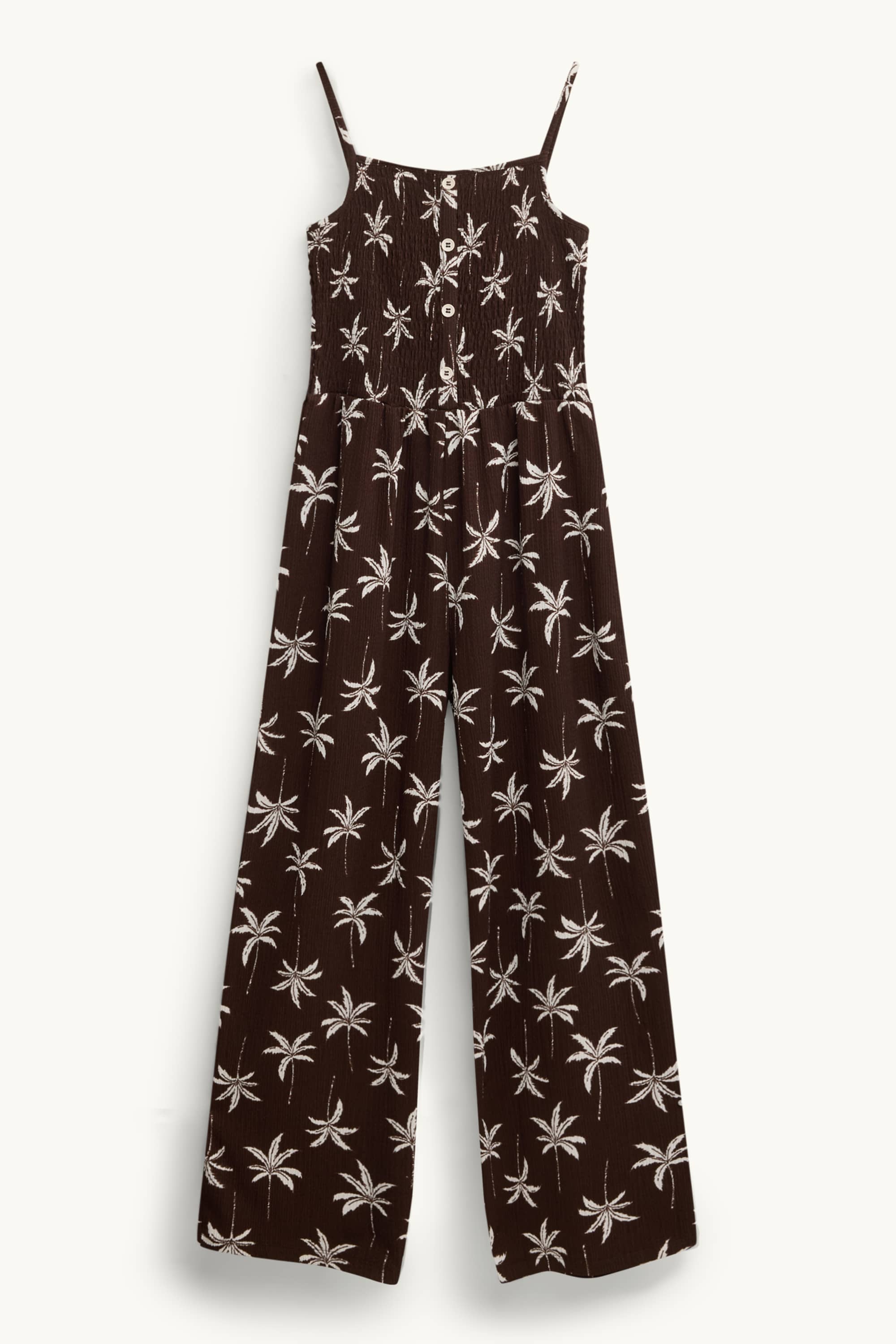 Palm - jumpsuit - textured - smocked brown