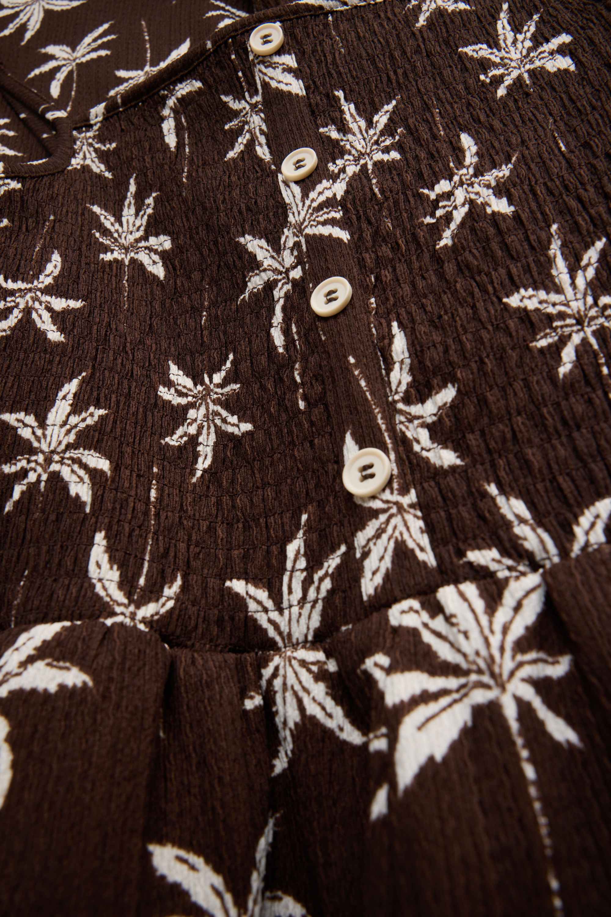 Palm - jumpsuit - textured - smocked brown