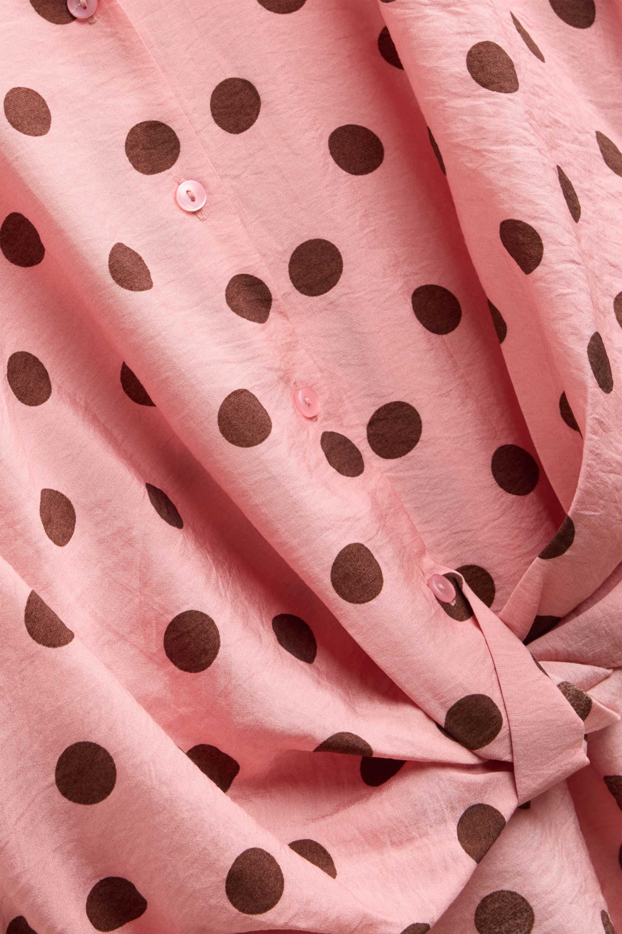 Shirt blouse with knot detail - polka dot rose