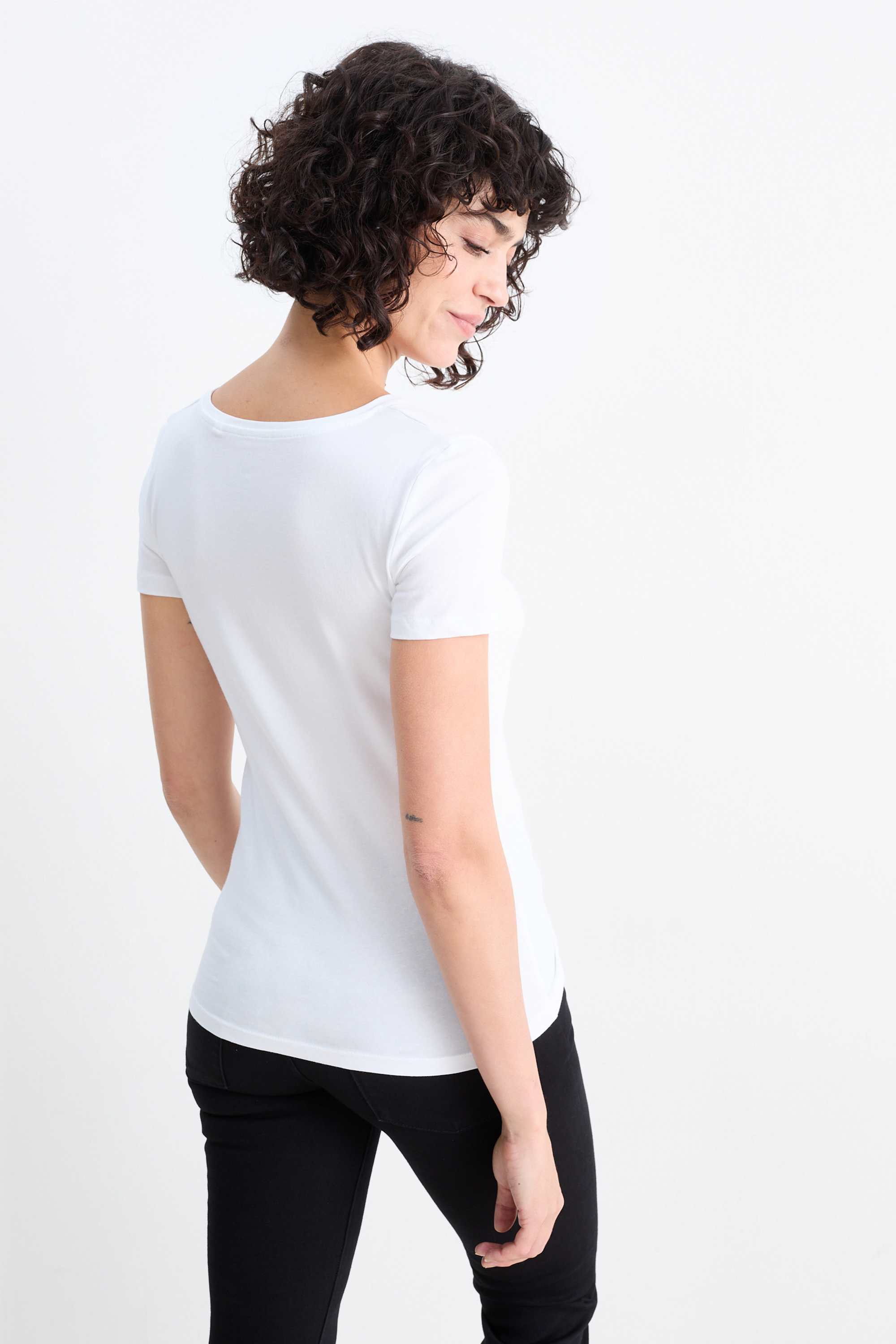 Multipack of 3 - V-neck T-shirt - slim fit white