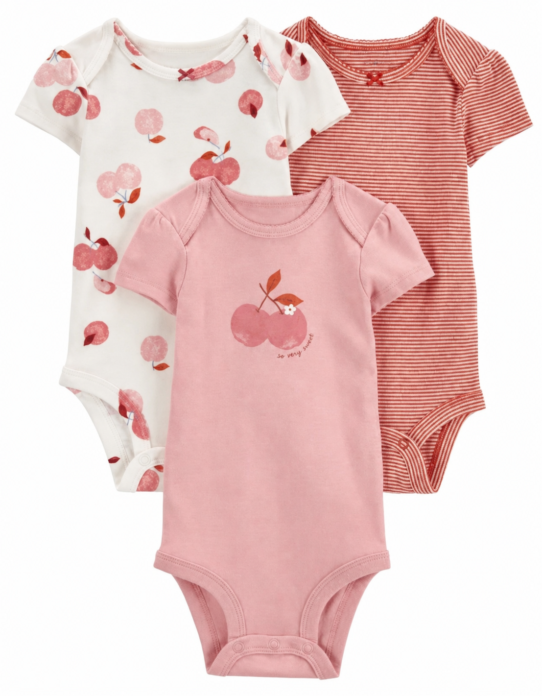 3-Pack Cherry Short Sleeve Bodysuits