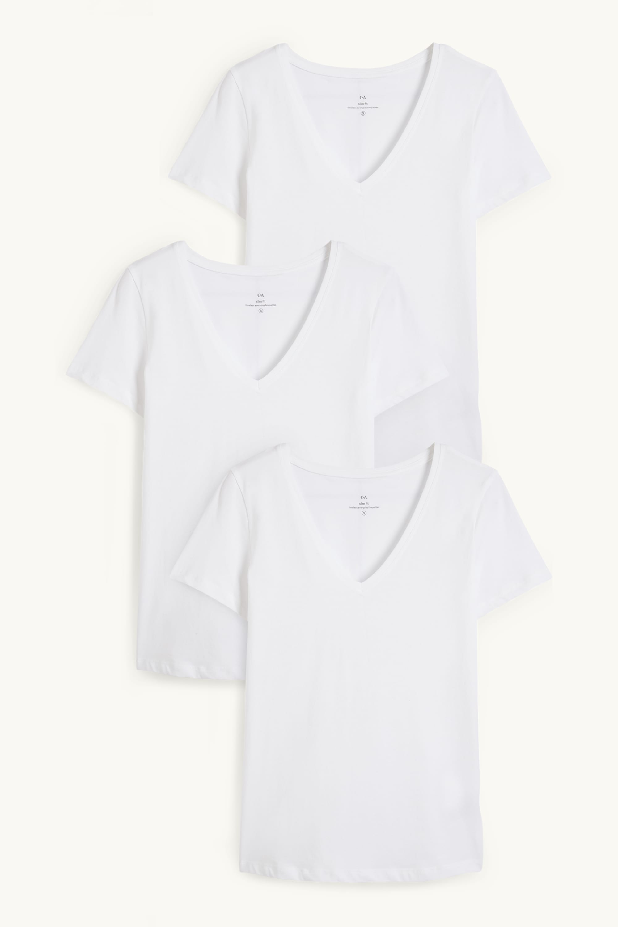Multipack of 3 - V-neck T-shirt - slim fit white