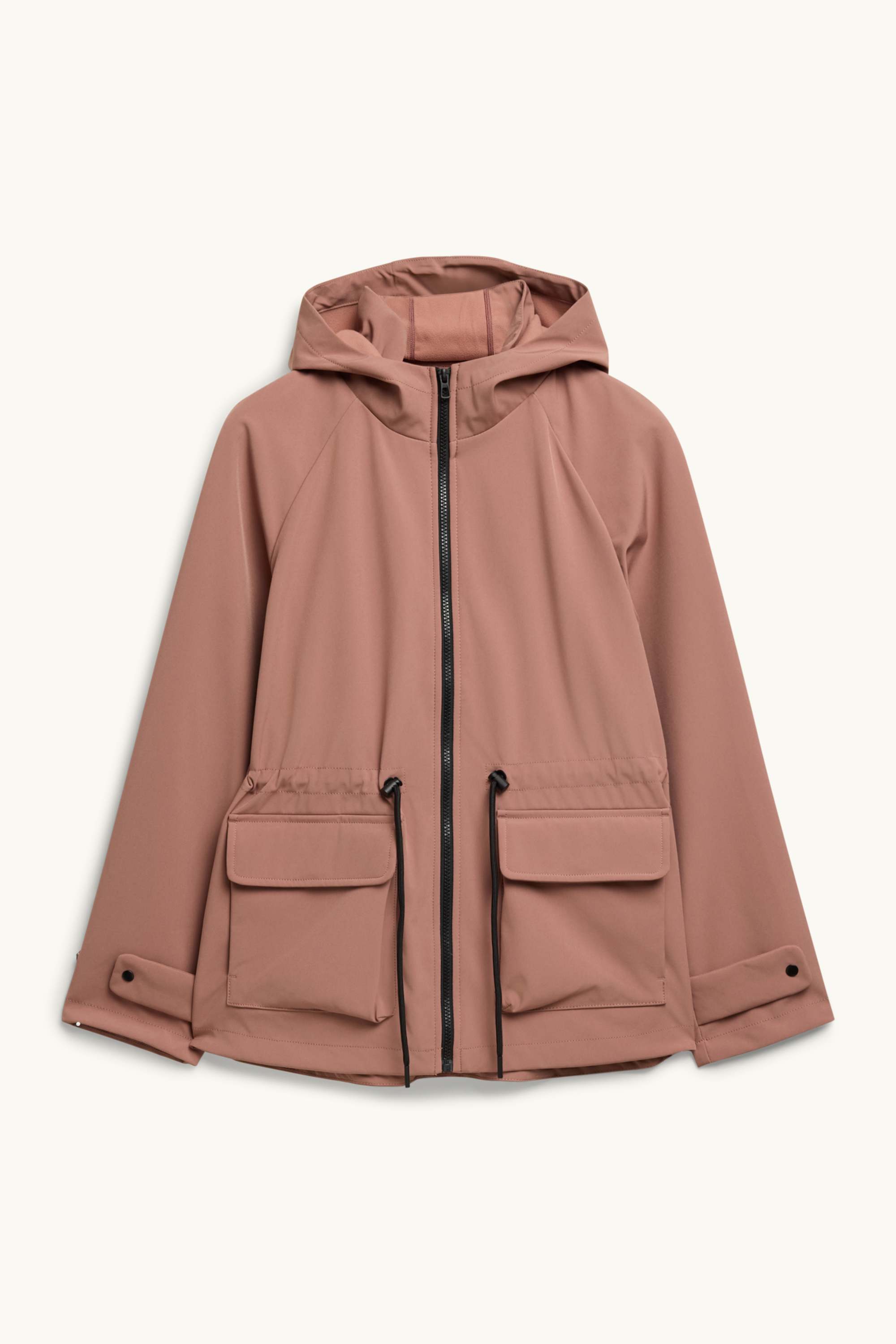 Softshell jacket with hood - water-repellent - 4 Way Stretch salmon coloured