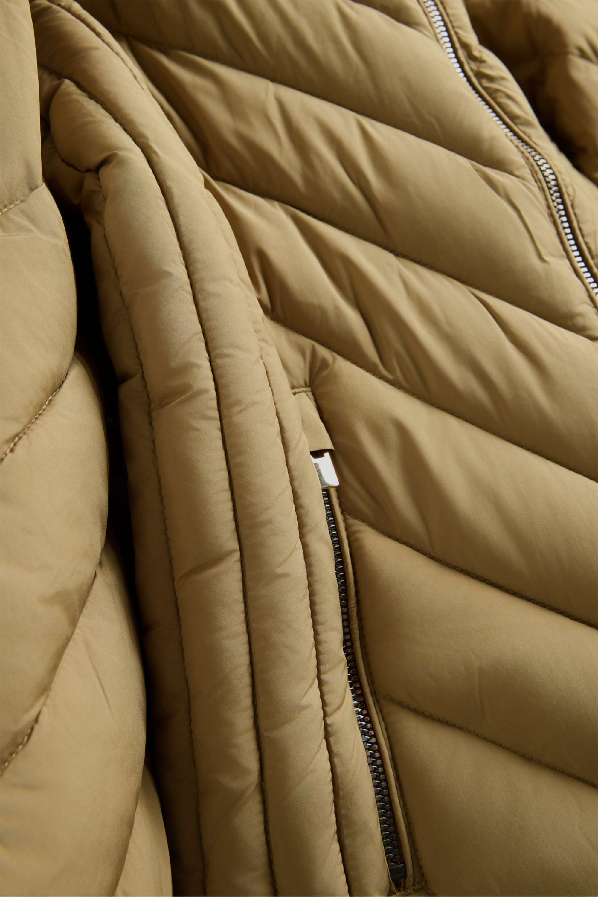 Quilted jacket with hood - lined khaki