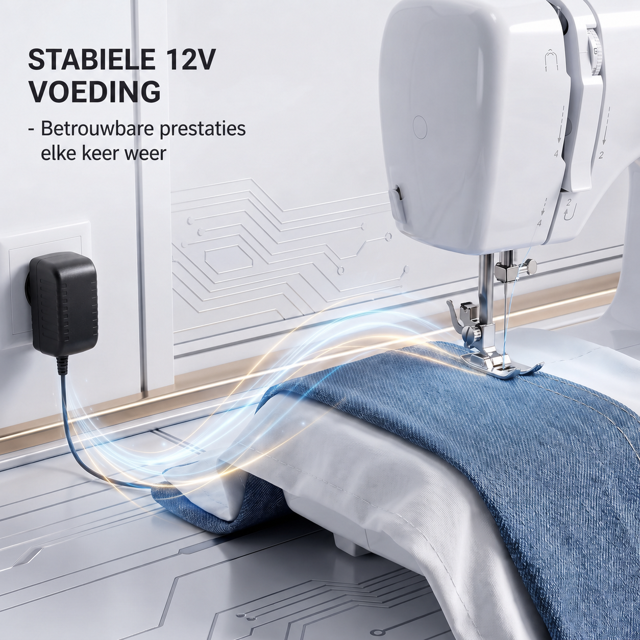 Multifunctional household sewing machine with double thread, double needle, and 45 stitch options.